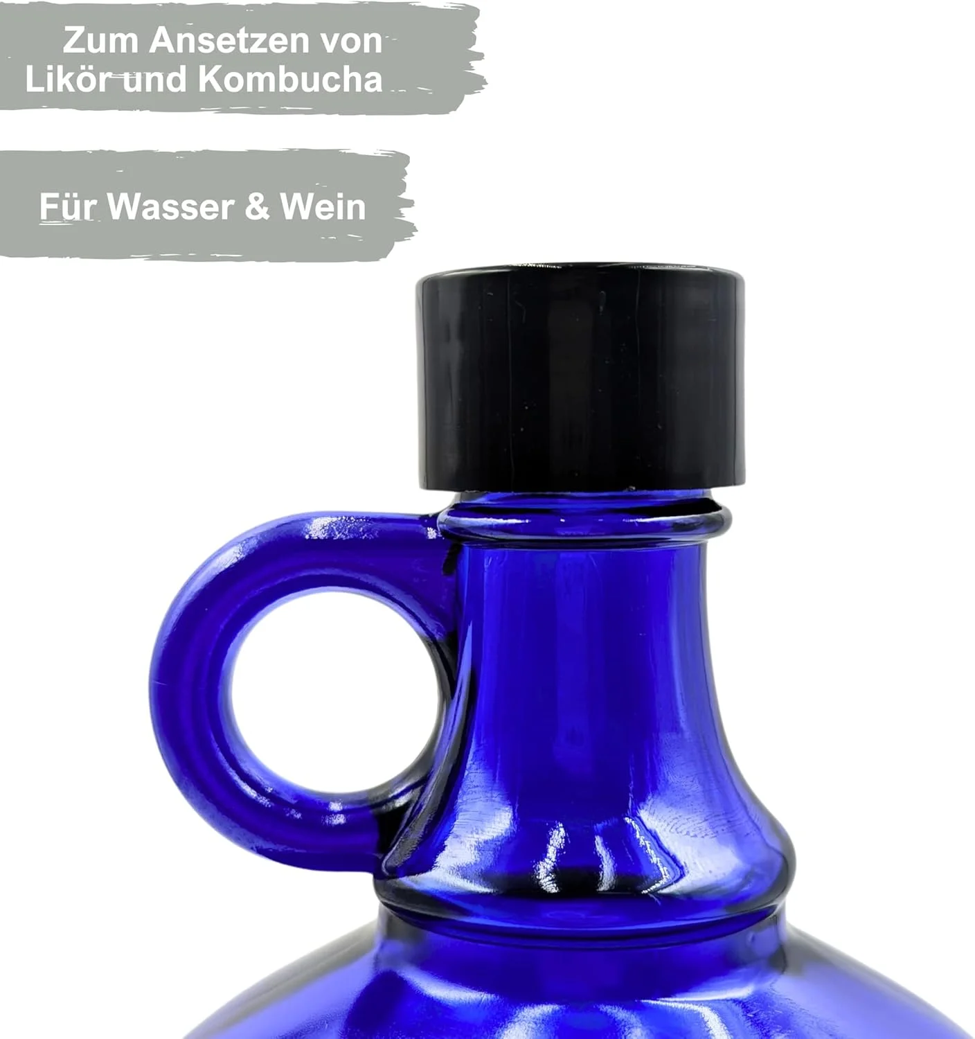 بطری شیشه ای آبی XL میکن، 2 لیتری با درب پیچی مشکی بطری شیشه ای آبی XL میکن، 2 لیتری با درب پیچی مشکی