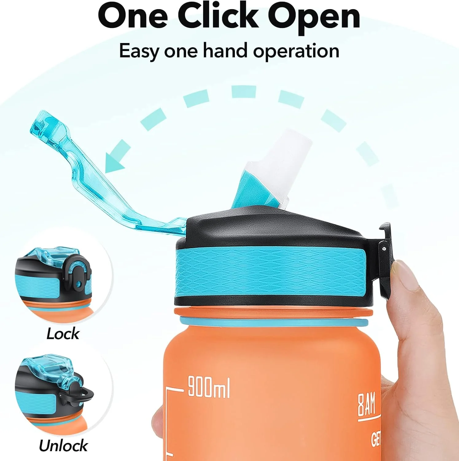 بطری آب ورزشی 1 لیتری با نی و نشانگر زمان، ضد نشت با درب بدون BPA، طراحی بطری نوشیدنی پلاستیکی بدون سم برای ورزش، باشگاه، دفتر، دویدن (نارنجی سبز) بطری آب ورزشی 1 لیتری با نی و نشانگر زمان، ضد نشت با درب بدون BPA، طراحی بطری نوشیدنی پلاستیکی بدون سم برای ورزش، باشگاه، دفتر، دویدن (نارنجی سبز)