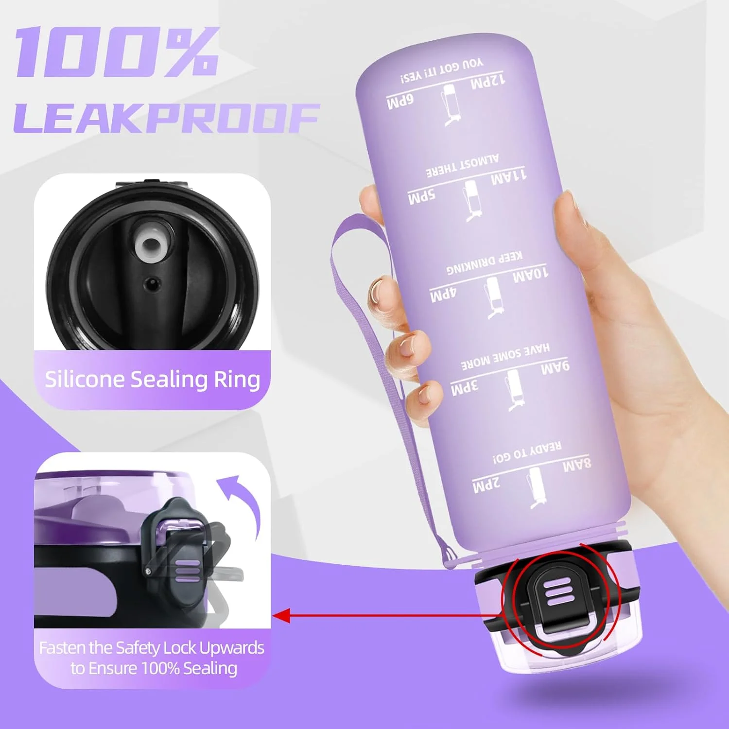 بطری آب 1 لیتری، بطری آب با نی، بطری آب ورزشی با علامت گذاری زمان، بطری نوشیدنی برای نوشیدنی های گازدار، قابل حمل، بطری آب برای تناسب اندام، کمپینگ، پیاده روی، بنفش بطری آب 1 لیتری، بطری آب با نی، بطری آب ورزشی با علامت گذاری زمان، بطری نوشیدنی برای نوشیدنی های گازدار، قابل حمل، بطری آب برای تناسب اندام، کمپینگ، پیاده روی، بنفش