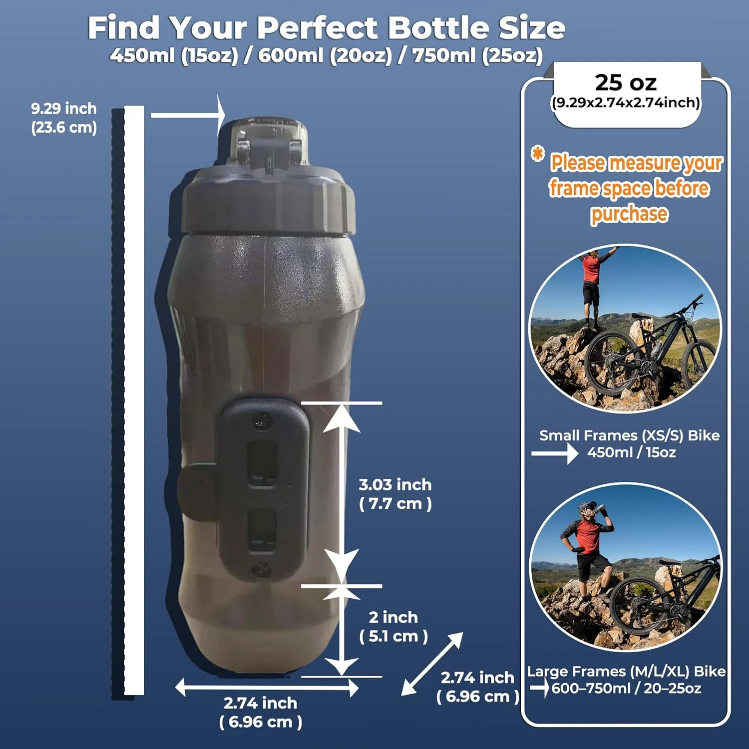 بطری آب مغناطیسی دوچرخه سواری با پایه نگهدارنده – 750 میلی لیتر، اتصال و جدا سازی سریع، بدون نیاز به قفس، دسترسی با یک دست – شامل پیچ های M5 – مناسب برای دوچرخه های کوهستانی، جاده و شن بطری آب مغناطیسی دوچرخه سواری با پایه نگهدارنده – 750 میلی لیتر، اتصال و جدا سازی سریع، بدون نیاز به قفس، دسترسی با یک دست – شامل پیچ های M5 – مناسب برای دوچرخه های کوهستانی، جاده و شن