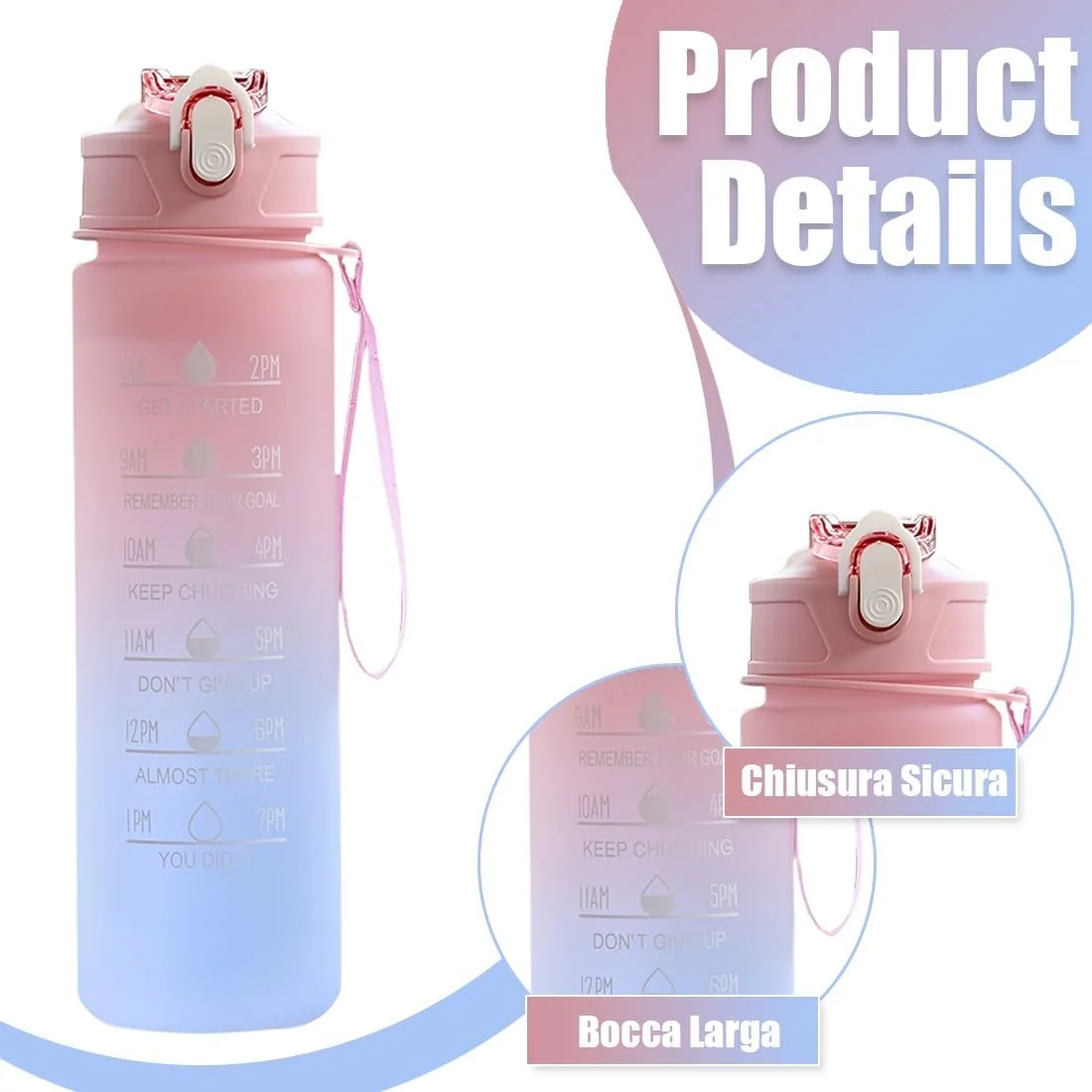 بطری آب ورزشی، بطری آب دوچرخه با نشانگر زمان و فیلتر، بطری آب ضد نشت، مناسب برای نوشیدنی های گازدار، سبک وزن، ضد ضربه، بطری ورزشی برای استفاده در فضای باز برای دوچرخه بطری آب ورزشی، بطری آب دوچرخه با نشانگر زمان و فیلتر، بطری آب ضد نشت، مناسب برای نوشیدنی های گازدار، سبک وزن، ضد ضربه، بطری ورزشی برای استفاده در فضای باز برای دوچرخه