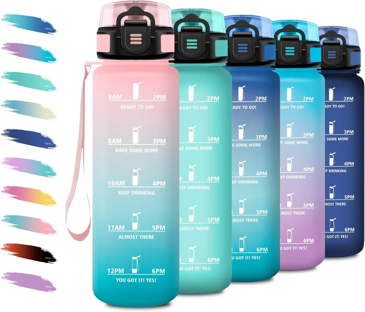 بطری آب ورزشی 1 لیتری با فیلتر، ضد نشت و قابل استفاده مجدد، بطری آب انگیزشی با نشانگر زمان، تمیز کردن آسان، بطری برای مسافرت، پیاده روی، دوچرخه سواری، تناسب اندام، سفر