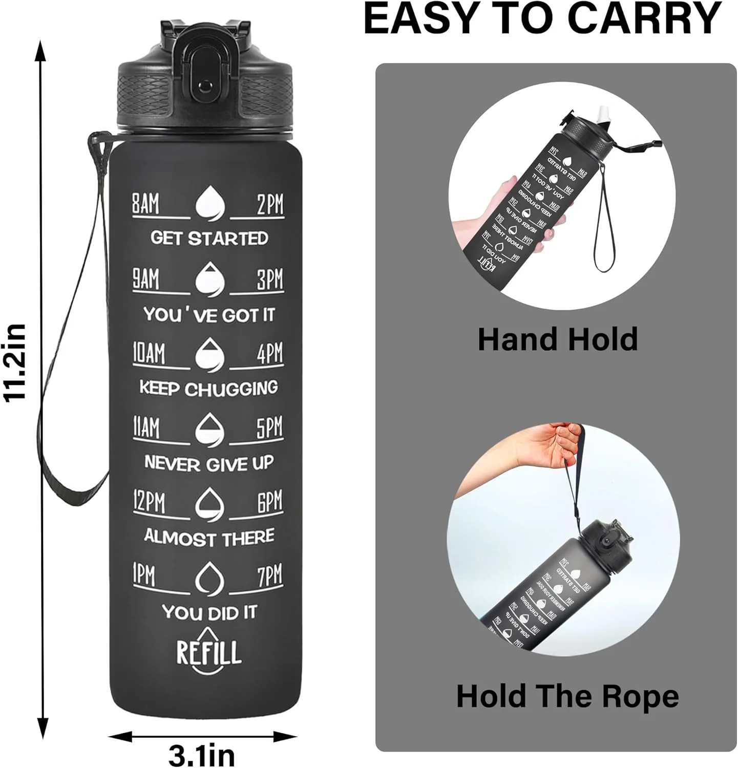 بطری آب ورزشی 1 لیتری با نی، بطری نوشیدنی پلاستیکی با طراحی ضد نشت، بطری آب ورزشی با نشانگرهای زمان، بطری نوشیدنی ورزشی بدون BPA برای تناسب اندام، مدرسه، باشگاه، ورزش های فضای باز (مشکی) بطری آب ورزشی 1 لیتری با نی، بطری نوشیدنی پلاستیکی با طراحی ضد نشت، بطری آب ورزشی با نشانگرهای زمان، بطری نوشیدنی ورزشی بدون BPA برای تناسب اندام، مدرسه، باشگاه، ورزش های فضای باز (مشکی)
