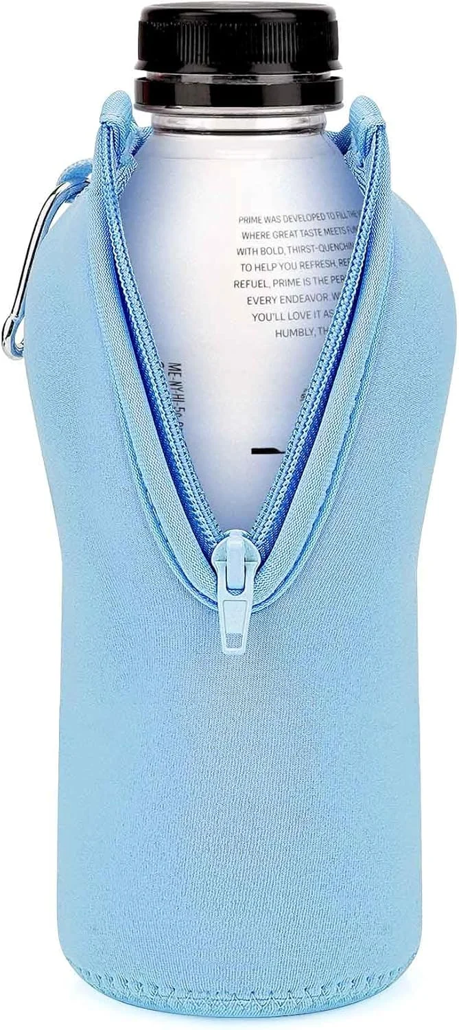 محافظ نوشیدنی ورزشی Linkidea سازگار با نوشیدنی های ورزشی 500 میلی لیتری، روکش عایق نئوپرن مخملی با زیپ و قفل، آبی روشن