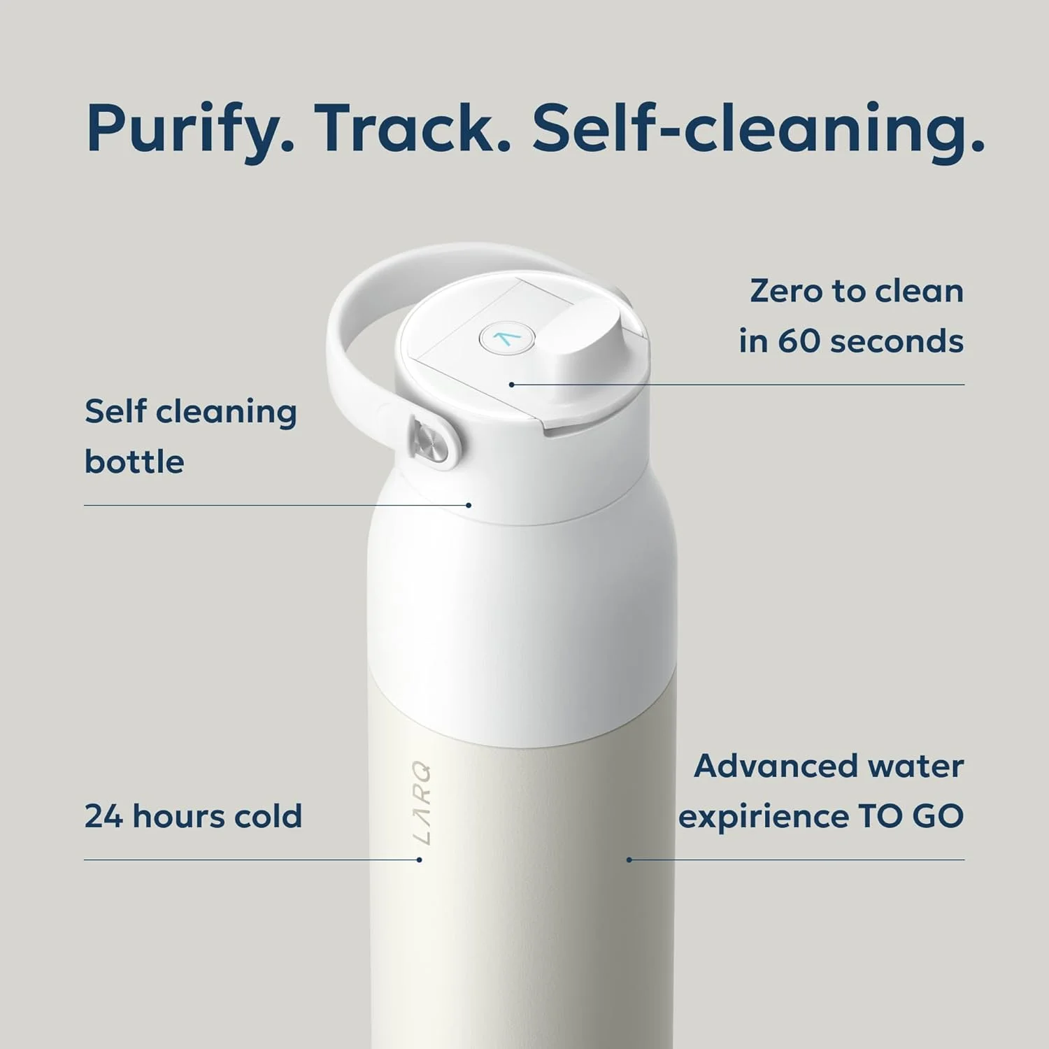 بطری LARQ PureVis 2 با حجم 680 میلی لیتر - تصفیه کننده آب UV با قابلیت خود تمیز شوندگی، ردیابی میزان آب بدن از طریق اپلیکیشن، نی فیلتردار، دسته جداشدنی، عایق دو جداره، گرانیت سفید بطری LARQ PureVis 2 با حجم 680 میلی لیتر - تصفیه کننده آب UV با قابلیت خود تمیز شوندگی، ردیابی میزان آب بدن از طریق اپلیکیشن، نی فیلتردار، دسته جداشدنی، عایق دو جداره، گرانیت سفید