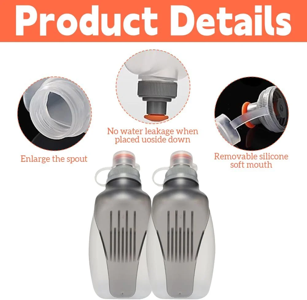 بطری آب ورزشی، بسته 2 عددی، 250 میلی لیتر، بطری های آب بدون BPA با گیره آویز، بطری نوشیدنی شفاف، مناسب برای دویدن، پیاده روی و دوچرخه سواری