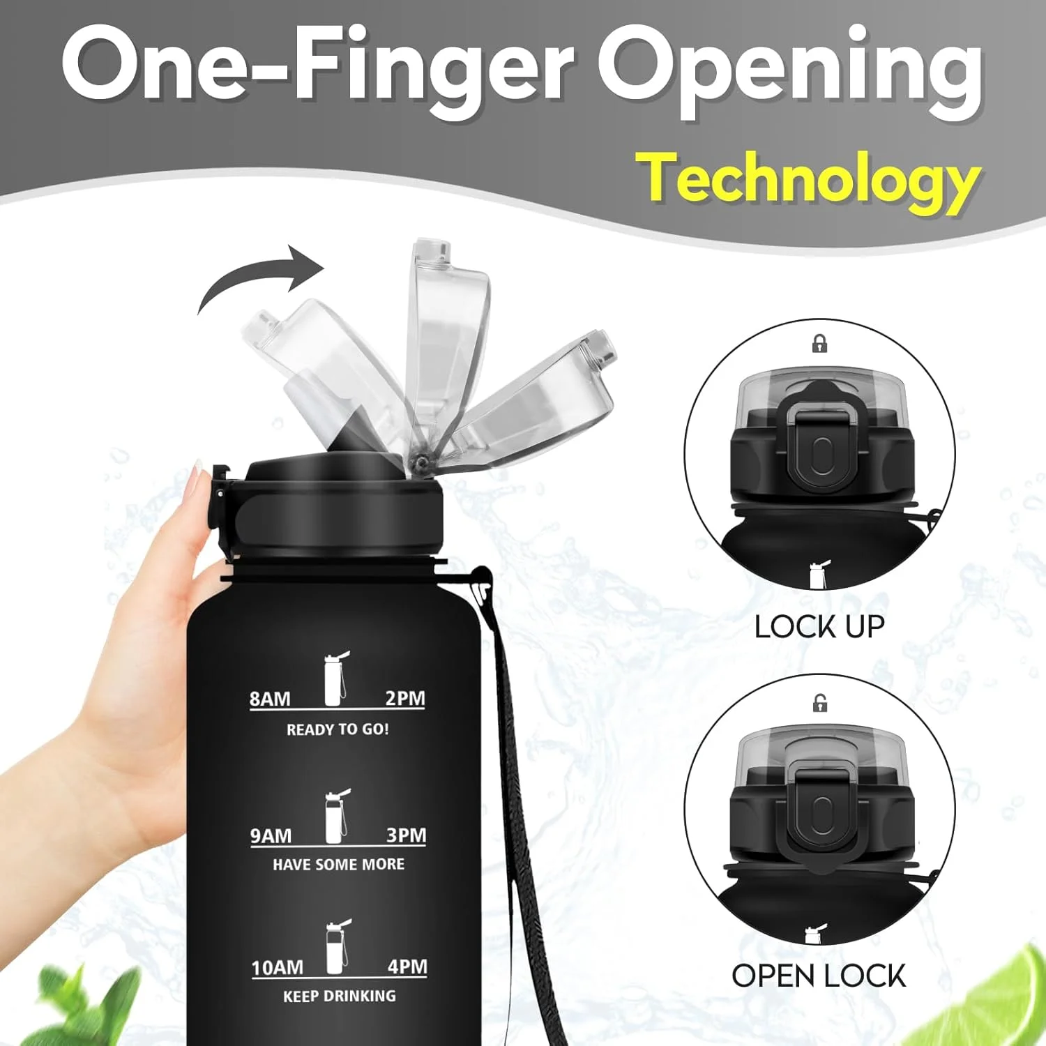 بطری نوشیدنی 1.5 لیتری KollyKolla، بطری آب ورزشی با نی، بدون BPA، بطری آب بزرگ، ضد نشت، مناسب برای نوشیدنی های گازدار، بطری برای بزرگسالان، دفتر