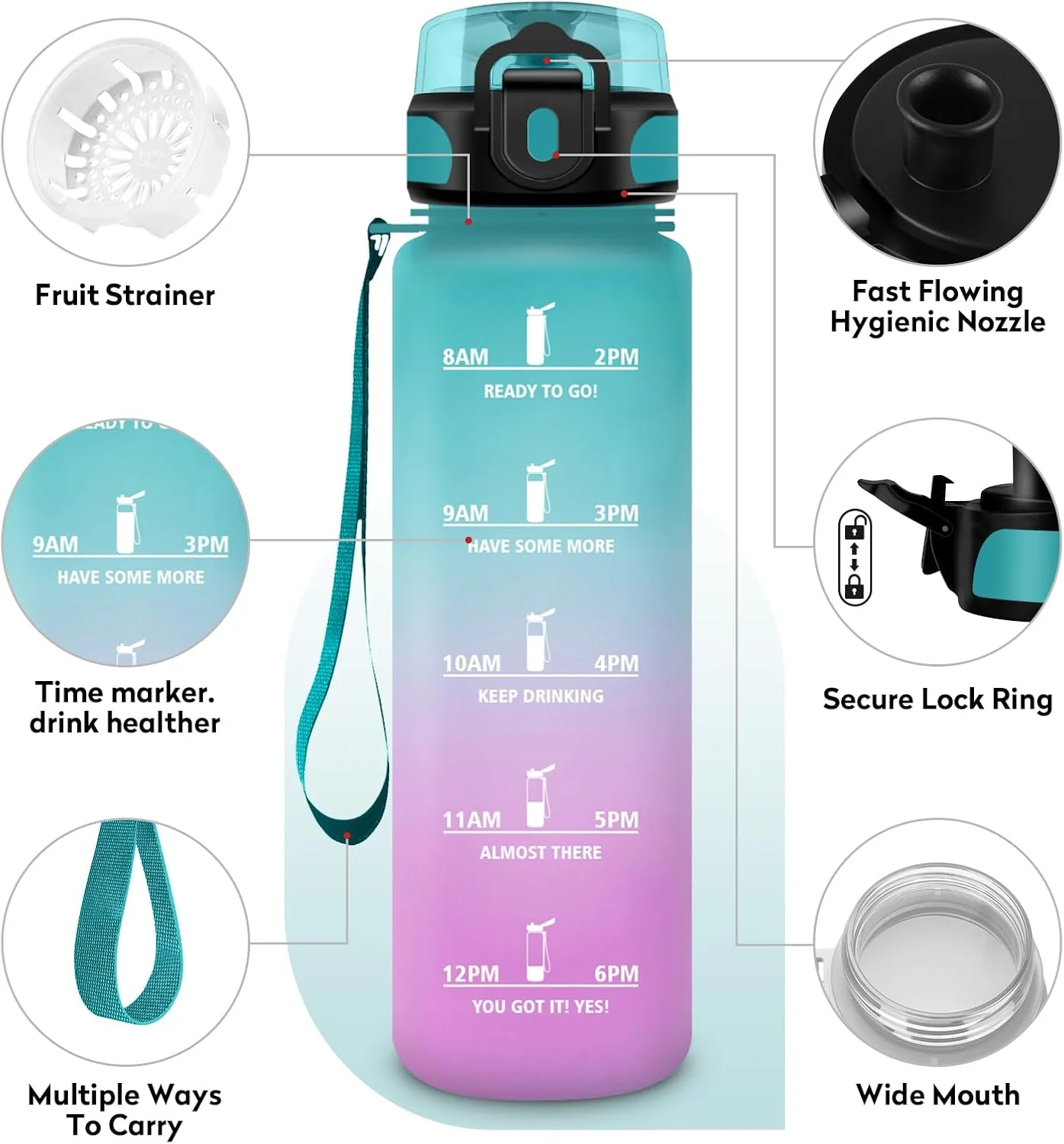 بطری ورزشی KollyKolla، بطری ورزشی 1 لیتری، بطری آب 1 لیتری با نشانگر زمان و فیلتر، ضد آب، بدون BPA، بطری آب برای کودکان، بزرگسالان، مدرسه، دوچرخه سواری، تناسب اندام، دفتر، باشگاه بطری ورزشی KollyKolla، بطری ورزشی 1 لیتری، بطری آب 1 لیتری با نشانگر زمان و فیلتر، ضد آب، بدون BPA، بطری آب برای کودکان، بزرگسالان، مدرسه، دوچرخه سواری، تناسب اندام، دفتر، باشگاه