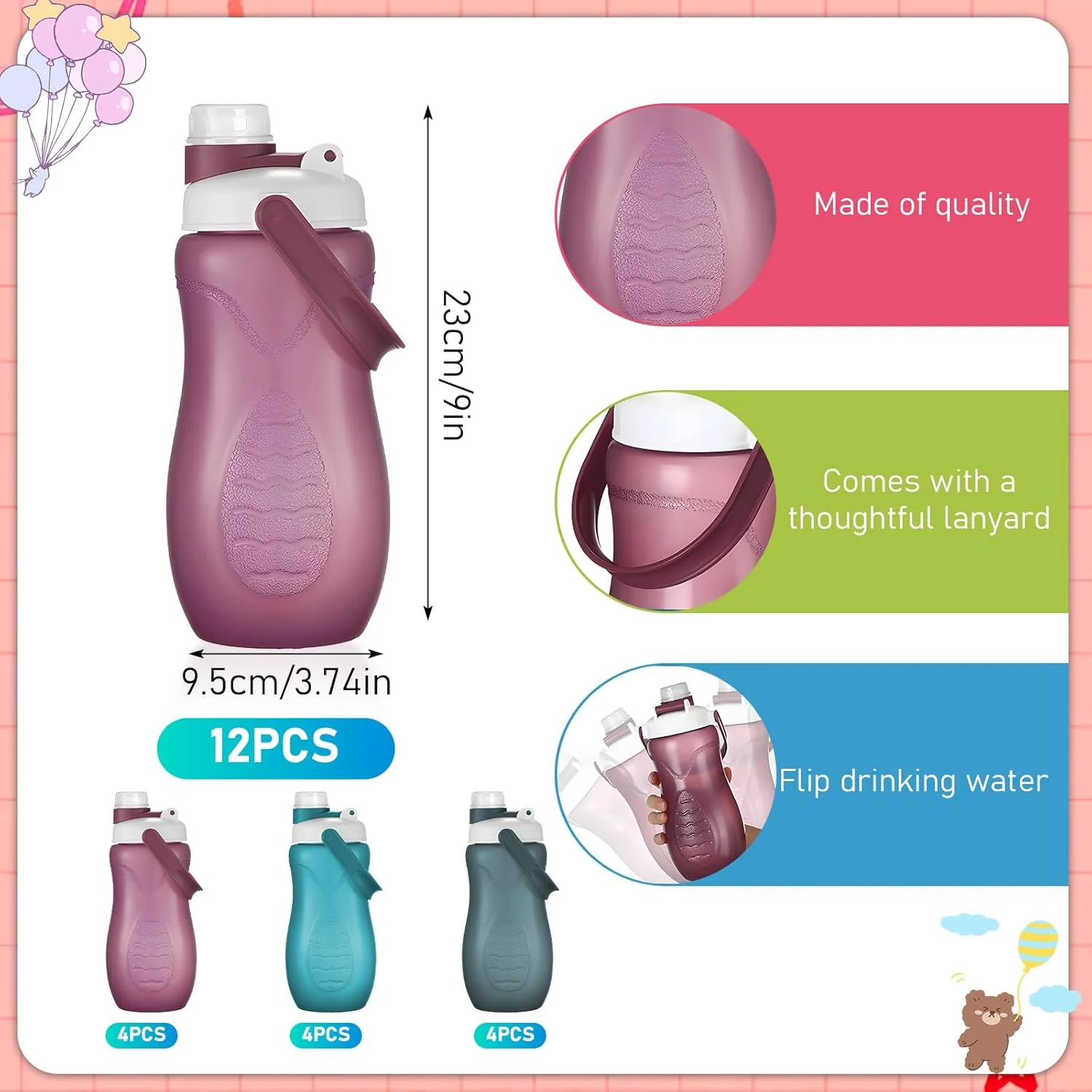 بسته ۱۲ عددی بطری آب ۱ لیتری، بطری آب ورزشی با درب ضد نشت، بطری آب سبک وزن برای مدرسه، تناسب اندام، باشگاه، یوگا، دوچرخه سواری، بدون BPA و مواد سمی بسته ۱۲ عددی بطری آب ۱ لیتری، بطری آب ورزشی با درب ضد نشت، بطری آب سبک وزن برای مدرسه، تناسب اندام، باشگاه، یوگا، دوچرخه سواری، بدون BPA و مواد سمی