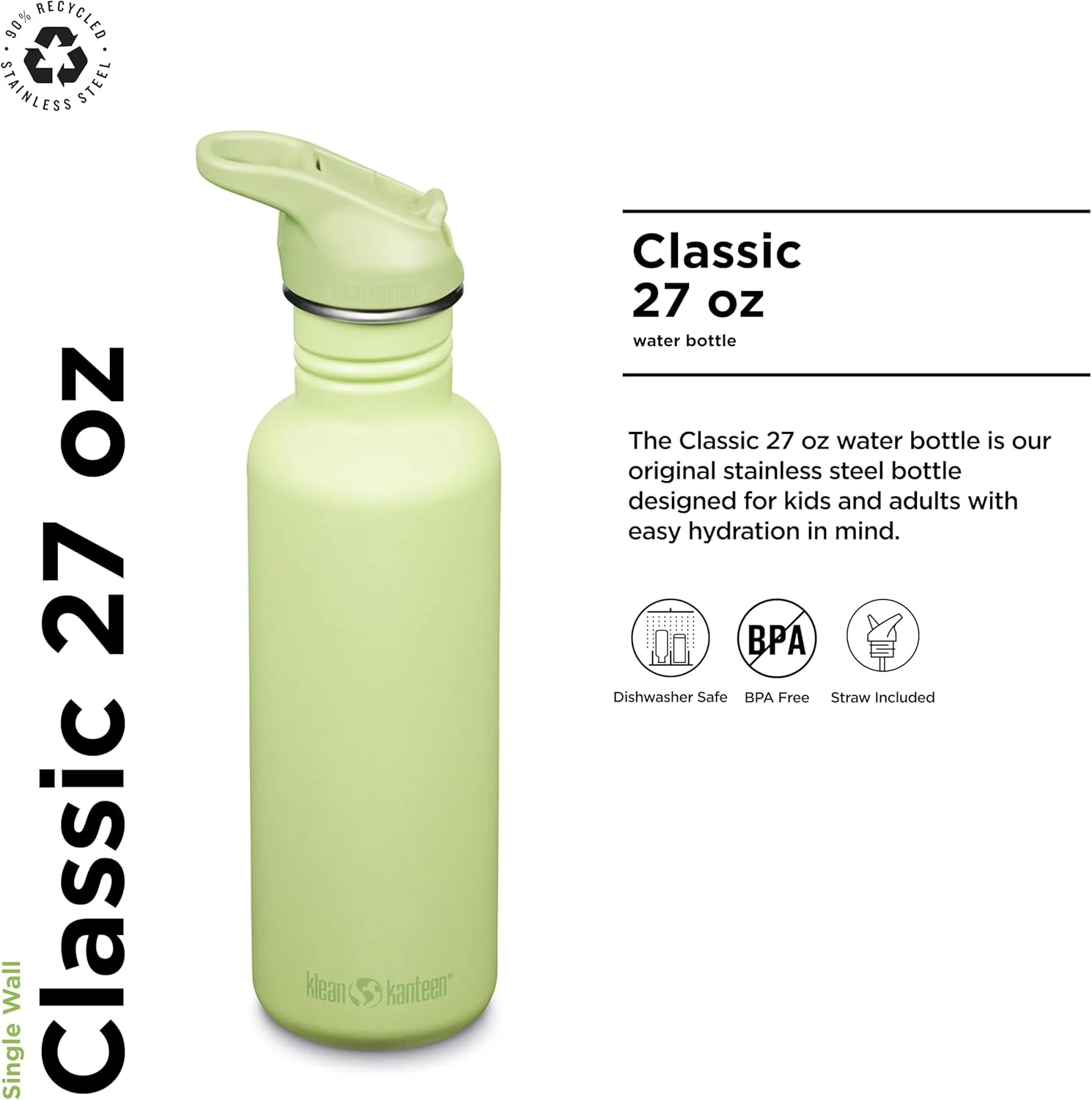 بطری آب باریک کلاسیک Klean Kanteen (ورزشی تاشو) 1011199 مناسب دوچرخه سواری، دارای درب استیل، رنگ سبز و حجم 800 میلی لیتر بطری آب باریک کلاسیک Klean Kanteen (ورزشی تاشو) 1011199 مناسب دوچرخه سواری، دارای درب استیل، رنگ سبز و حجم 800 میلی لیتر
