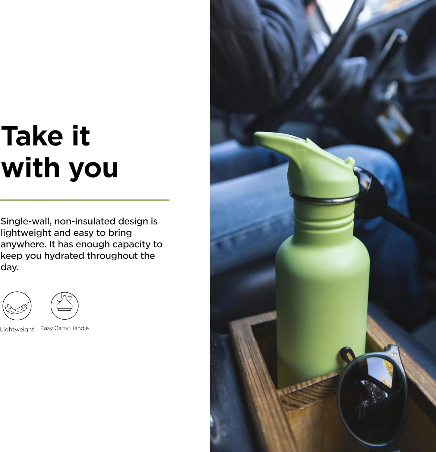 بطری آب باریک کلاسیک Klean Kanteen (ورزشی تاشو) 1011199 مناسب دوچرخه سواری، دارای درب استیل، رنگ سبز و حجم 800 میلی لیتر بطری آب باریک کلاسیک Klean Kanteen (ورزشی تاشو) 1011199 مناسب دوچرخه سواری، دارای درب استیل، رنگ سبز و حجم 800 میلی لیتر