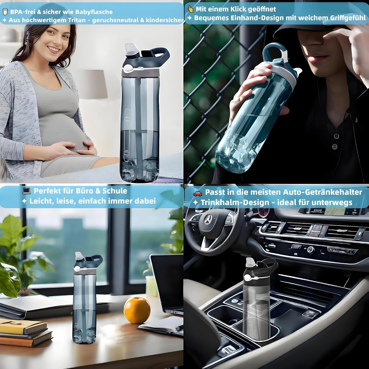 بطری نوشیدنی کودکانه با نی، بطری آب، 750 میلی لیتر، بطری ورزشی، بطری آب 0.75 لیتری، بطری ورزشی سافت تاچ، بدون BPA (سبز) بطری نوشیدنی کودکانه با نی، بطری آب، 750 میلی لیتر، بطری ورزشی، بطری آب 0.75 لیتری، بطری ورزشی سافت تاچ، بدون BPA (سبز)