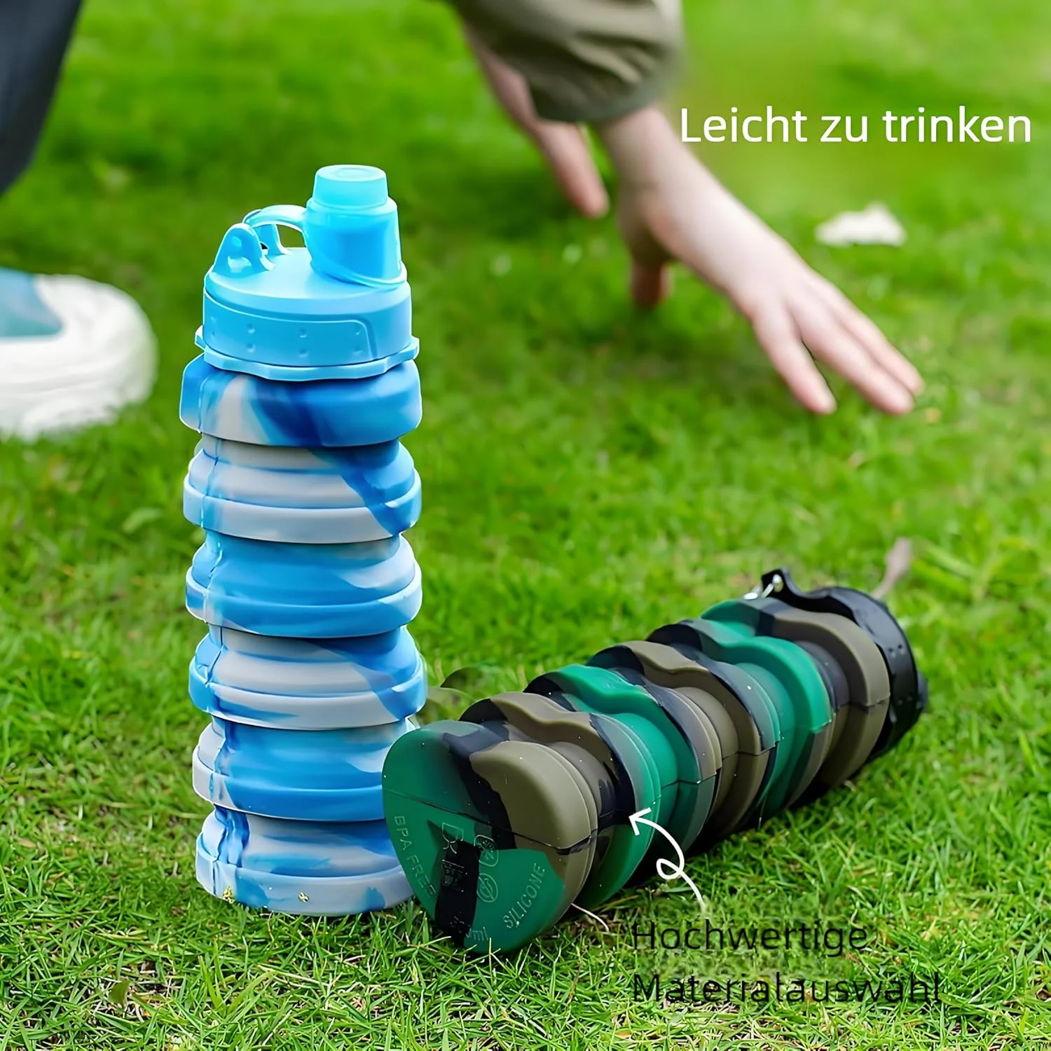 بطری آب تاشو دوچرخه 700 میلی لیتر، بطری آب سیلیکونی تاشو ضد نشت، بطری نرم 0.7 لیتری بزرگ و سبک، بطری تاشو بدون BPA برای ورزش (آبی) بطری آب تاشو دوچرخه 700 میلی لیتر، بطری آب سیلیکونی تاشو ضد نشت، بطری نرم 0.7 لیتری بزرگ و سبک، بطری تاشو بدون BPA برای ورزش (آبی)