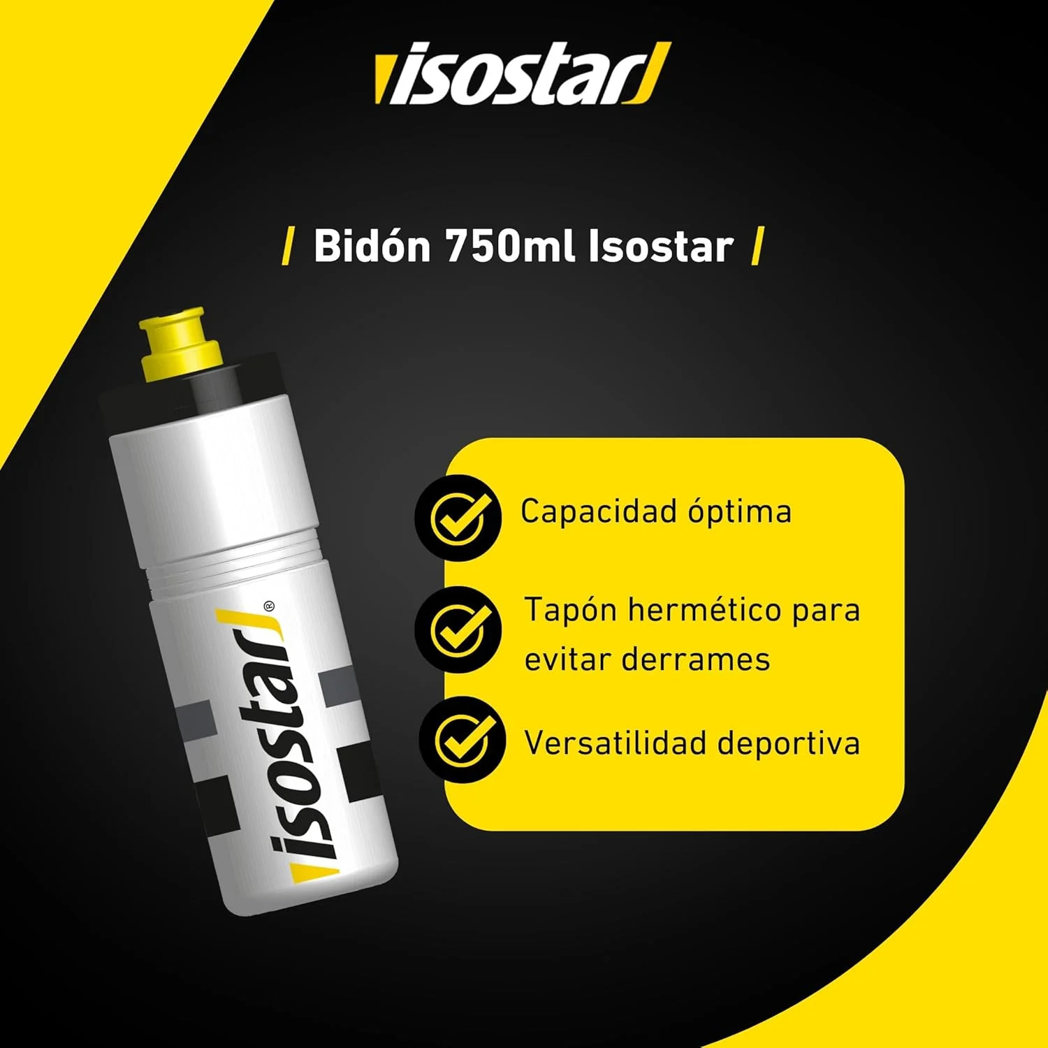 بطری ورزشی ایزواستار ۷۵۰ میلی لیتری سفید با درب محکم