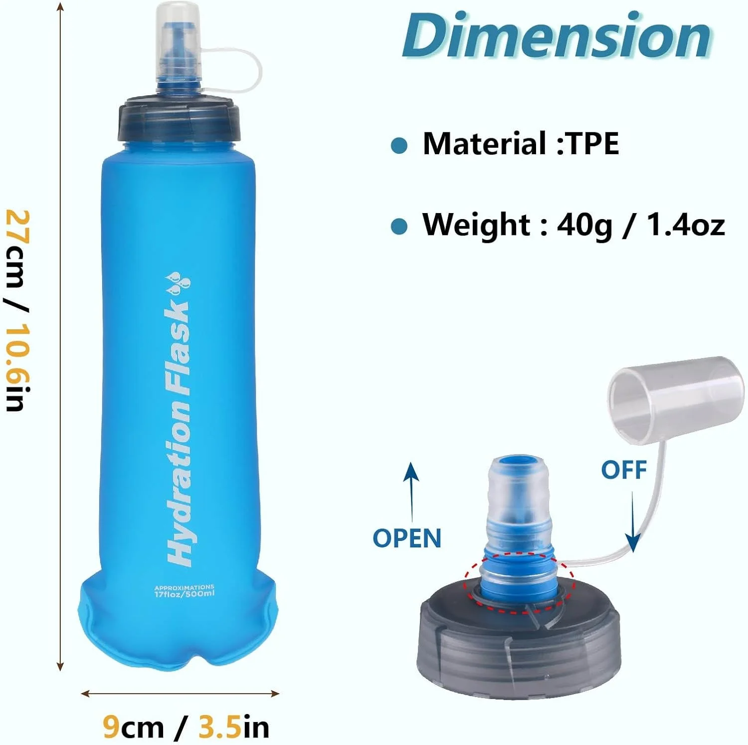 بطری آب تاشو نرم JEELAD، ایده آل برای دویدن، پیاده روی و دوچرخه سواری (آبی TPU-500ml-2 عدد) بطری آب تاشو نرم JEELAD، ایده آل برای دویدن، پیاده روی و دوچرخه سواری (آبی TPU-500ml-2 عدد)