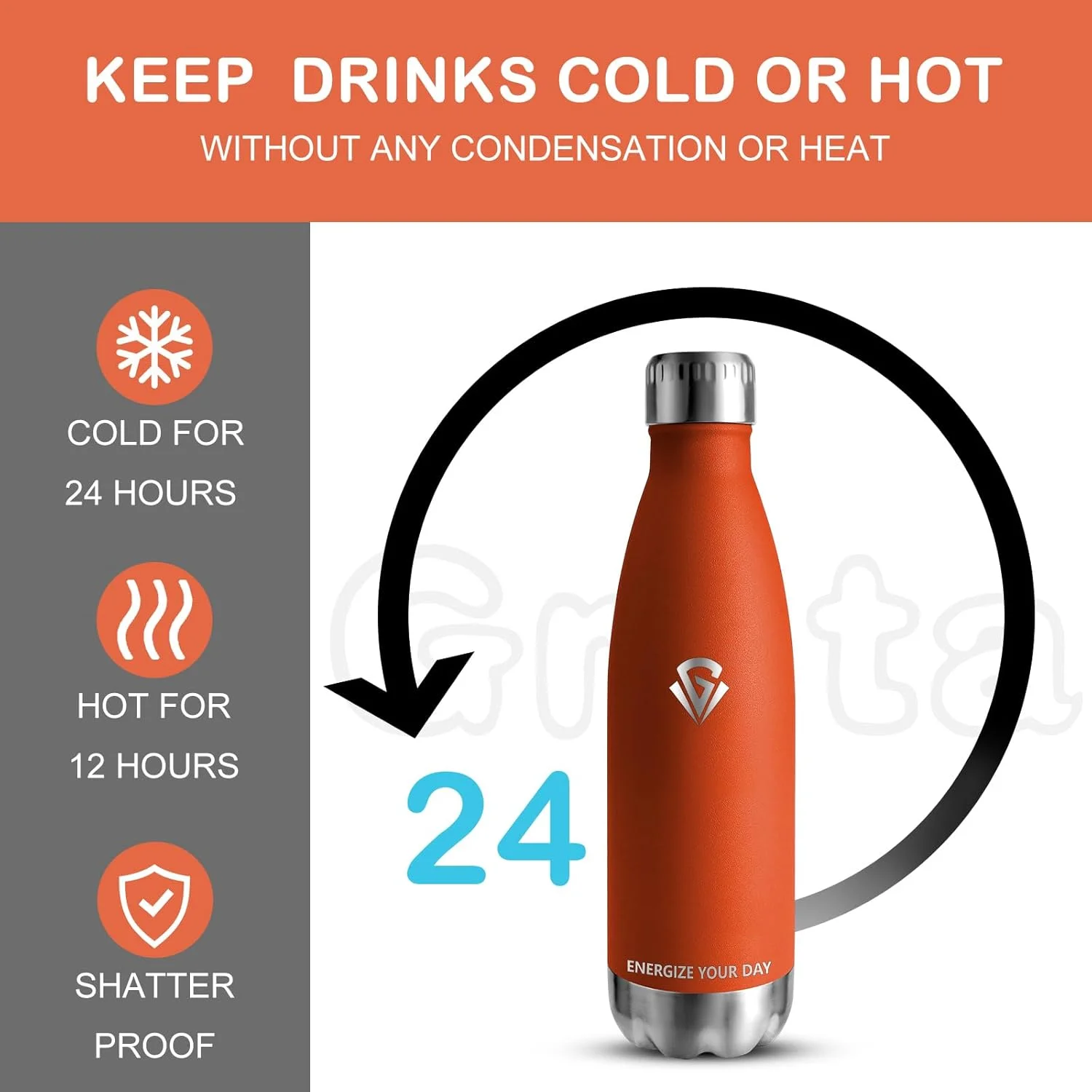 قمقمه آب استیل ضد زنگ کودکانه هانی هالی، 500 میلی لیتر، بدون BPA، فلاسک، دوجداره، مناسب برای نوشیدنی های گازدار، فلاسک برای تناسب اندام، باشگاه، دوچرخه