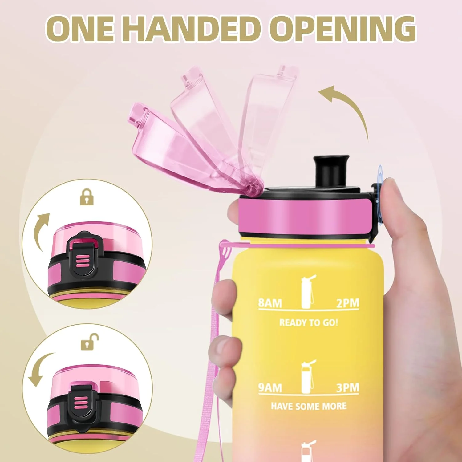 بطری آب هانی‌هالی، بطری آب 500 میلی‌لیتری کودکانه، بطری آب ضد آب، قابل استفاده مجدد با مقیاس زمانی، بطری آب ورزشی برای دویدن، دوچرخه‌سواری، کار، مدرسه، باشگاه