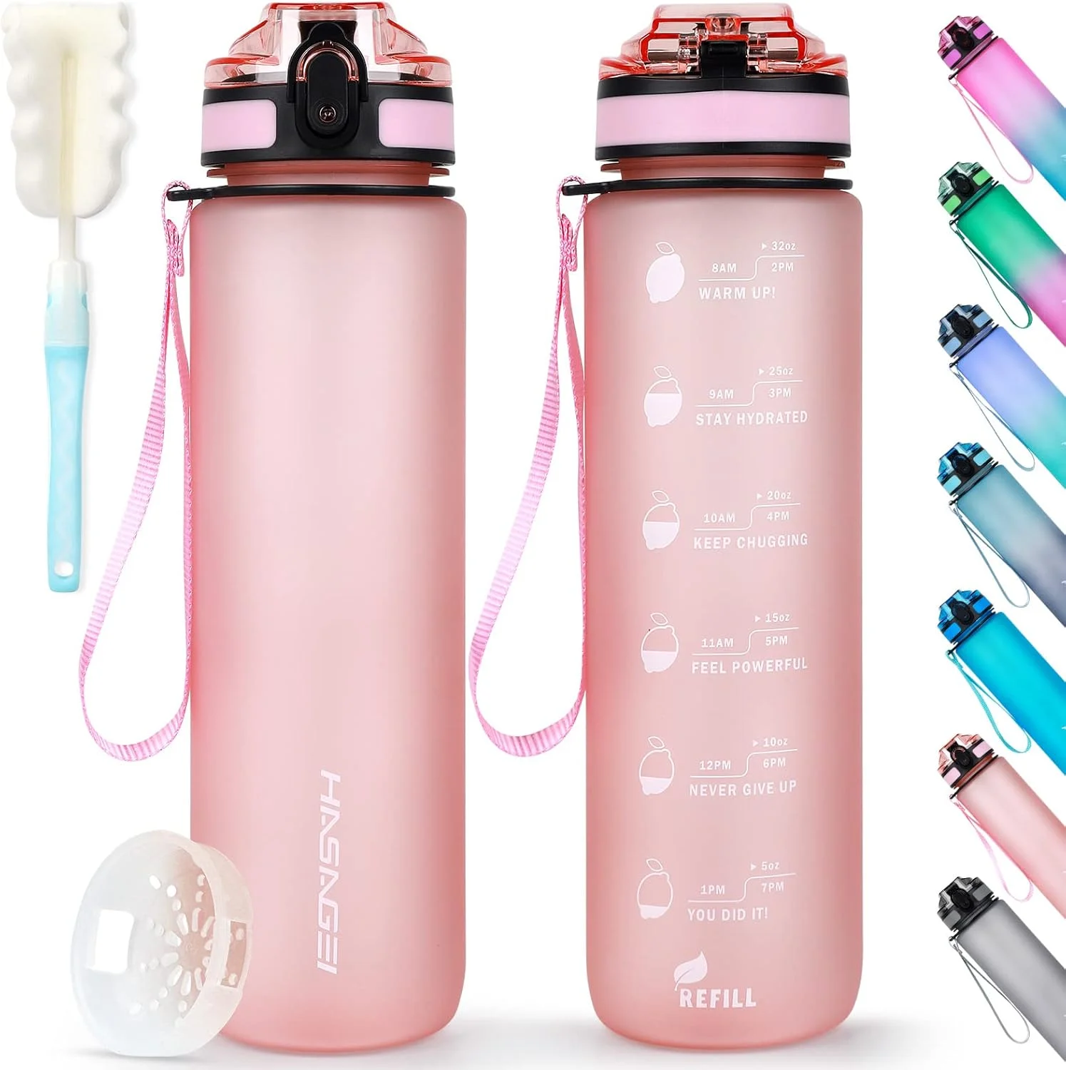 بطری آب ورزشی هاساگی، بطری آب 1 لیتری، بدون BPA، بطری ورزشی تریتان با درب و ضد نشت، برای باشگاه، مدرسه، دوچرخه سواری، فضای باز، ورزش، تناسب اندام و دفتر