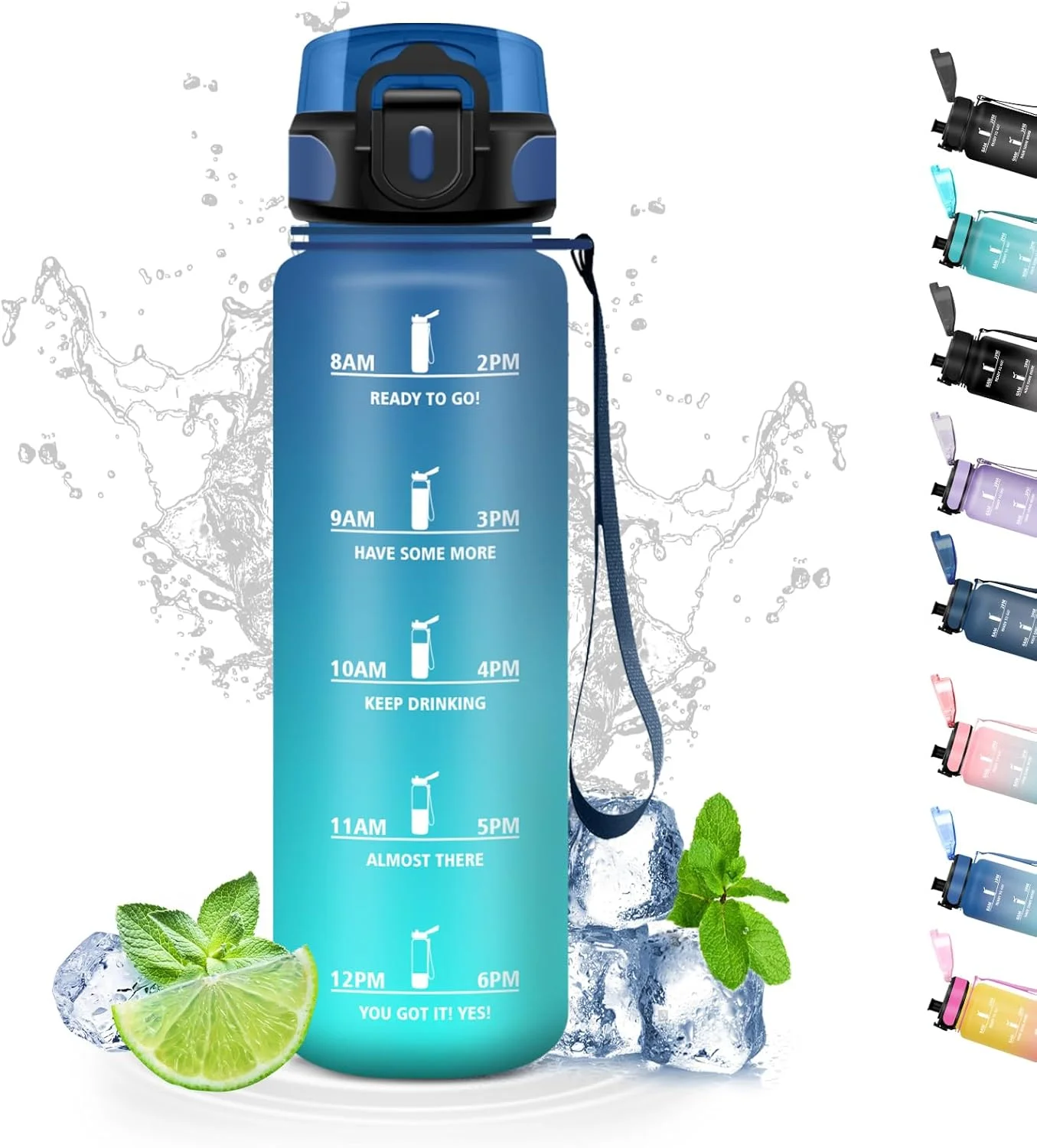 بطری نوشیدنی کودک گرستا، بطری نوشیدنی ۵۰۰ میلی لیتری برای نوشیدنی های گازدار با فیلتر، بطری آب با نشانگر زمان، قابل حمل، بطری نوشیدنی ورزشی برای مدرسه، تناسب اندام، یوگا، کمپینگ