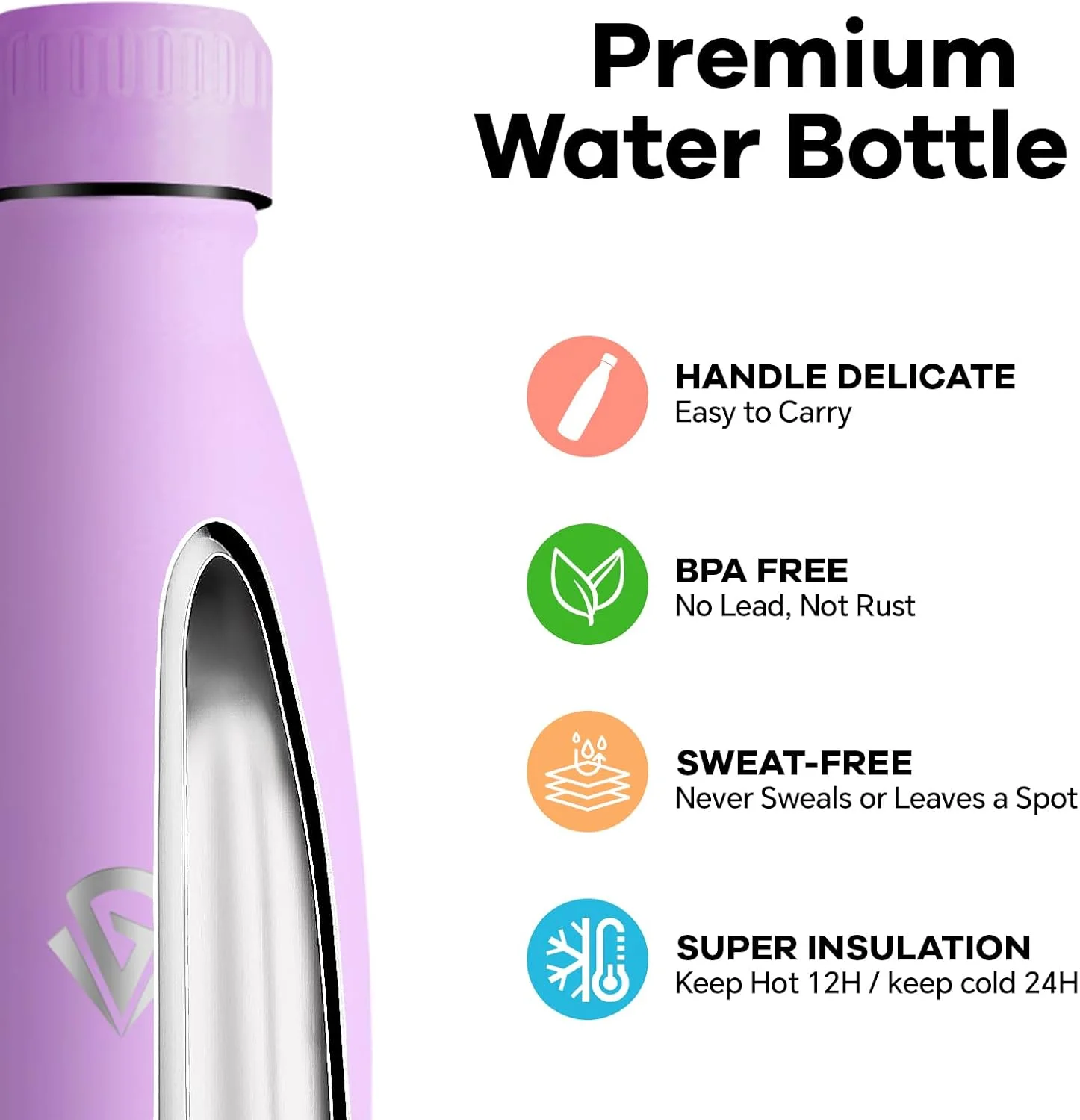 بطری آب استیل ضد زنگ گرستا، 0.5 لیتر، بدون BPA، ضد نشت، 24 ساعت سرد و 12 ساعت گرم، دو جداره، برای مدرسه، مسافرت، کمپینگ، دفتر بطری آب استیل ضد زنگ گرستا، 0.5 لیتر، بدون BPA، ضد نشت، 24 ساعت سرد و 12 ساعت گرم، دو جداره، برای مدرسه، مسافرت، کمپینگ، دفتر