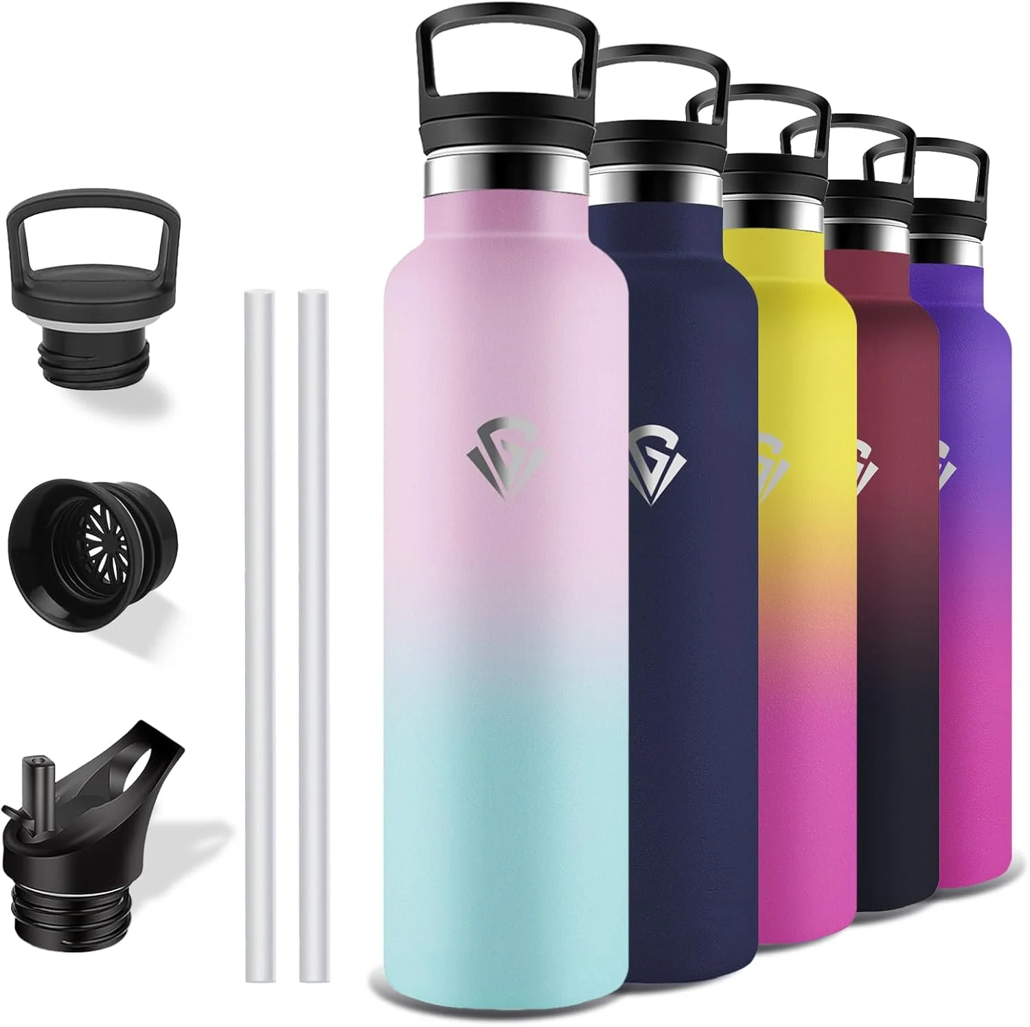 بطری نوشیدنی استیل ضد زنگ گرستا، 1 لیتر، بطری نوشیدنی با نی، بدون BPA، ضد نشت، مناسب برای نوشیدنی های گازدار، برای یوگا، کمپینگ، پیاده روی، تناسب اندام بطری نوشیدنی استیل ضد زنگ گرستا، 1 لیتر، بطری نوشیدنی با نی، بدون BPA، ضد نشت، مناسب برای نوشیدنی های گازدار، برای یوگا، کمپینگ، پیاده روی، تناسب اندام