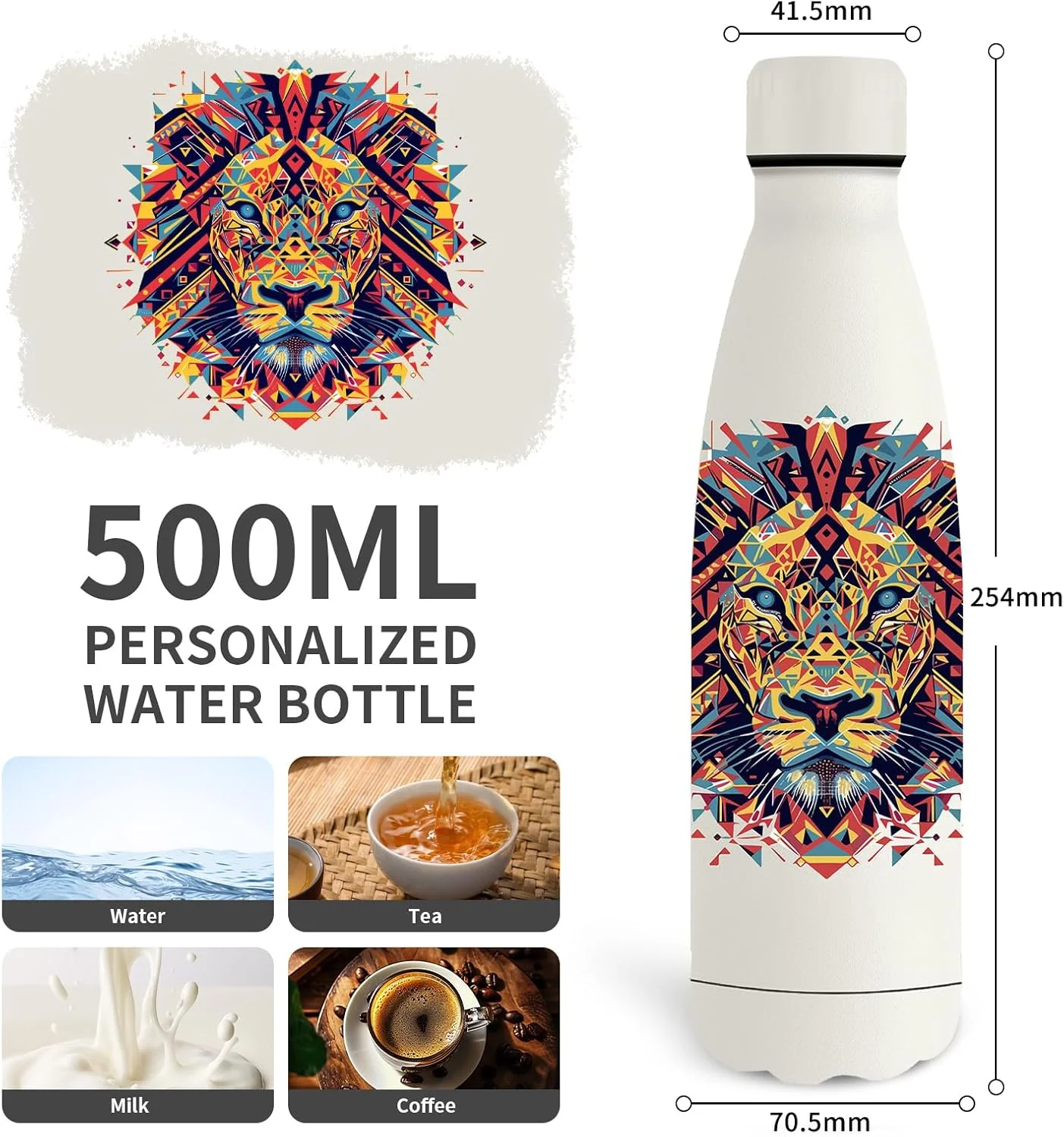 بطری آب گرستا، بطری نوشیدنی استیل ضد زنگ 500 میلی لیتری، بطری آب ورزشی، بدون BPA، طرح شیر، فلاسک، ضد نشت، برای مدرسه، دوچرخه، کمپینگ، دویدن، سفید بطری آب گرستا، بطری نوشیدنی استیل ضد زنگ 500 میلی لیتری، بطری آب ورزشی، بدون BPA، طرح شیر، فلاسک، ضد نشت، برای مدرسه، دوچرخه، کمپینگ، دویدن، سفید