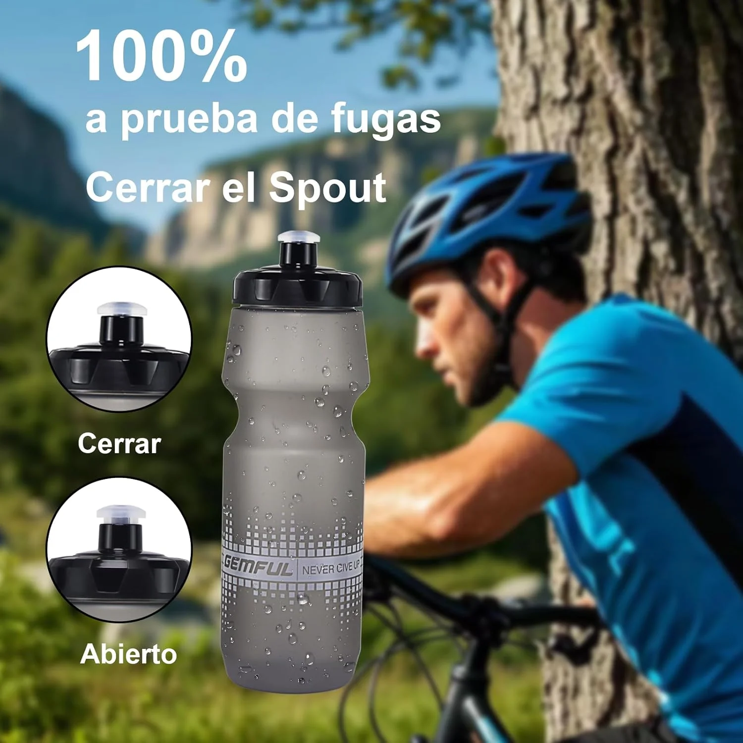 قمقمه آب دوچرخه سواری GEMFUL بدون BPA، بسته 2 عددی (خاکستری شفاف + سفید) قمقمه آب دوچرخه سواری GEMFUL بدون BPA، بسته 2 عددی (خاکستری شفاف + سفید)