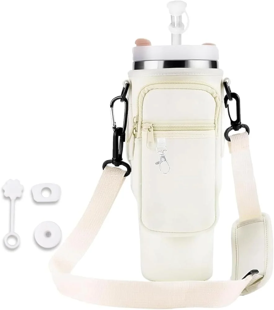 کیف حمل برای فلاسک 40oz، لوازم جانبی فلاسک، کیف قمقمه با بند و جیب تلفن و دسته حمل (بژ) کیف حمل برای فلاسک 40oz، لوازم جانبی فلاسک، کیف قمقمه با بند و جیب تلفن و دسته حمل (بژ)