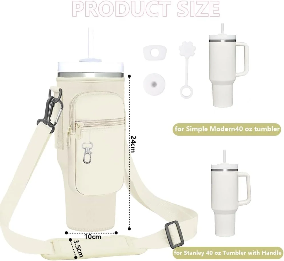کیف حمل برای فلاسک 40oz، لوازم جانبی فلاسک، کیف قمقمه با بند و جیب تلفن و دسته حمل (بژ) کیف حمل برای فلاسک 40oz، لوازم جانبی فلاسک، کیف قمقمه با بند و جیب تلفن و دسته حمل (بژ)