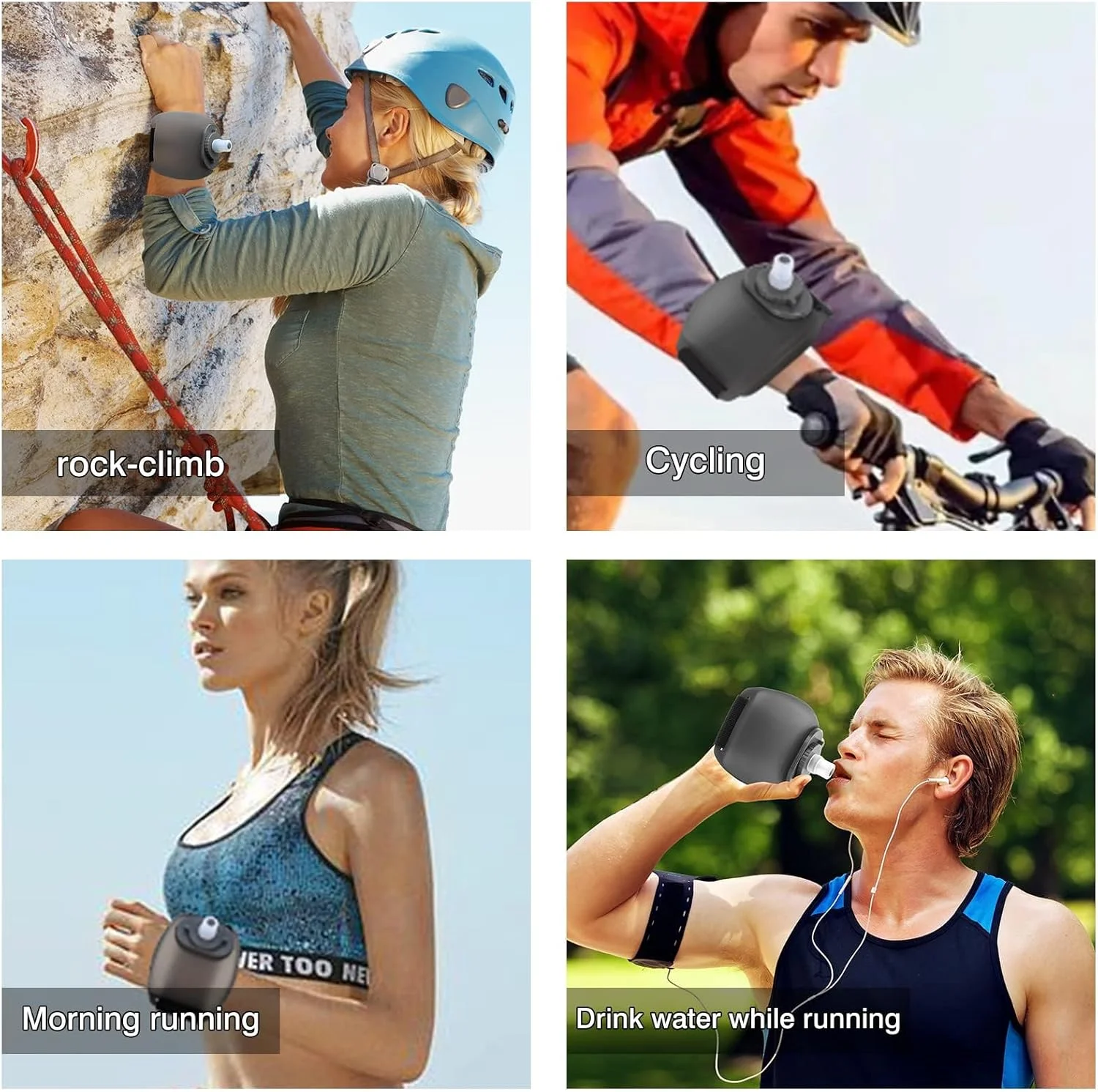 بطری آب مچی ورزشی، بطری آب مچی ورزشی قابل حمل با بند دستی قابل تنظیم، لوازم جانبی قابل حمل ورزشی در فضای باز، برای ماراتن، تناسب اندام، دوچرخه سواری، صخره نوردی، 200 میلی لیتر مشکی