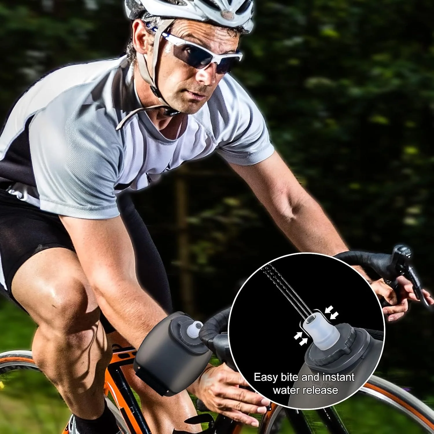 بطری آب مچی ورزشی، بطری آب مچی ورزشی قابل حمل با بند دستی قابل تنظیم، لوازم جانبی قابل حمل ورزشی در فضای باز، برای ماراتن، تناسب اندام، دوچرخه سواری، صخره نوردی، 200 میلی لیتر مشکی