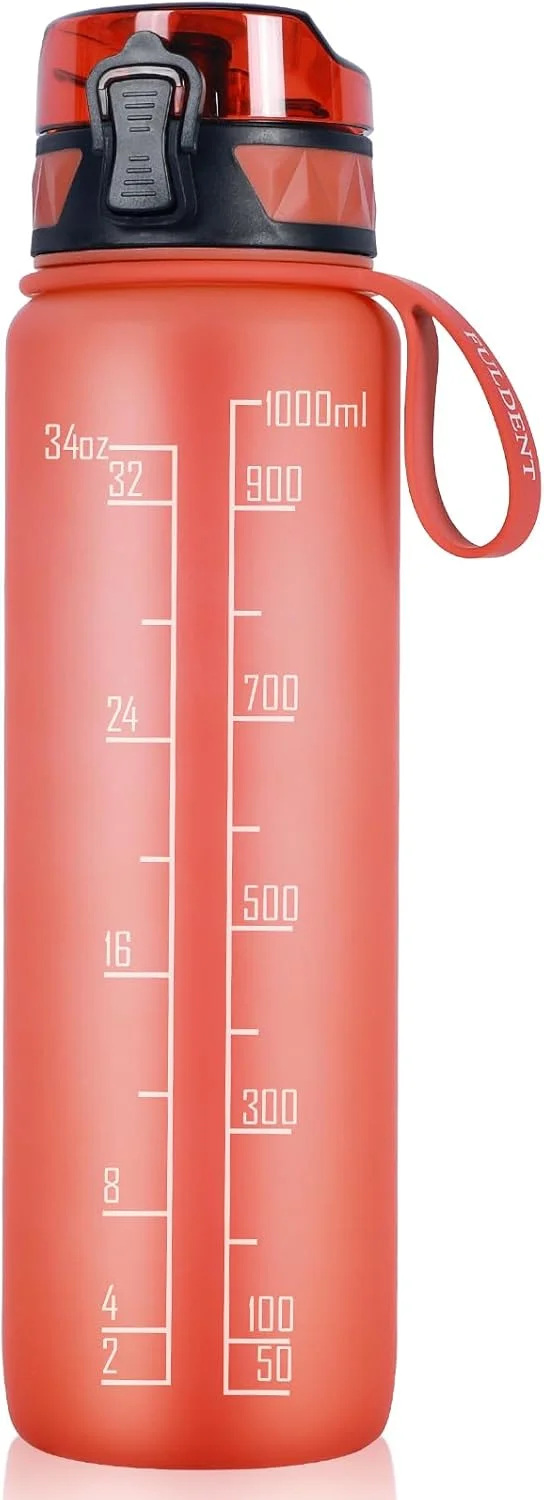 بطری آب ورزشی 1 لیتری با طراحی ضد نشت، بطری نوشیدنی پلاستیکی تریتان بدون BPA برای نوجوانان، بزرگسالان، ورزش، پیاده روی، باشگاه، تناسب اندام، فضای باز، دوچرخه سواری، مدرسه و دفتر