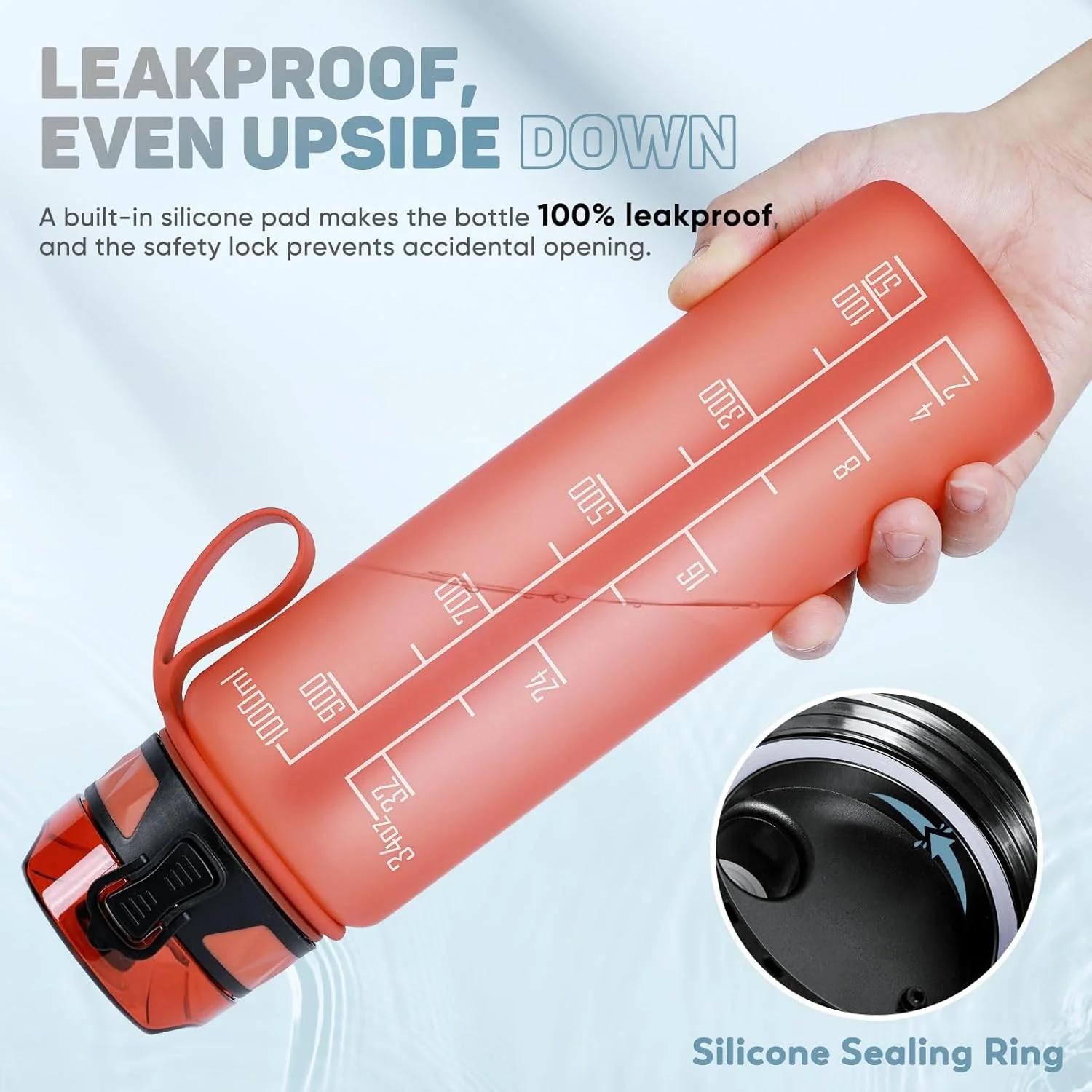 بطری آب ورزشی 1 لیتری با طراحی ضد نشت، بطری نوشیدنی پلاستیکی تریتان بدون BPA برای نوجوانان، بزرگسالان، ورزش، پیاده روی، باشگاه، تناسب اندام، فضای باز، دوچرخه سواری، مدرسه و دفتر