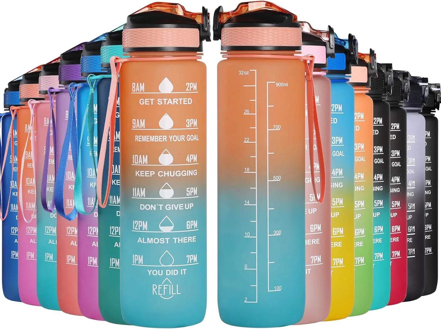 بطری آب جی ریک 1 لیتری، بطری آب ورزشی بدون BPA برای دانشگاه، ورزش، تناسب اندام، دوچرخه سواری، فضای باز