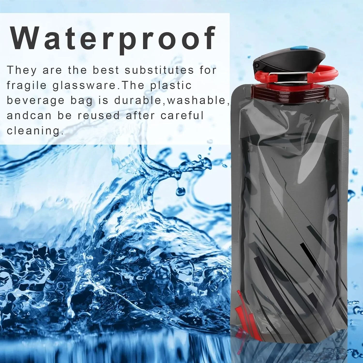 ست ۴ عددی قمقمه تاشو آب، قمقمه ورزشی قابل حمل، قمقمه آب چند بار مصرف برای مسافرت، پیاده روی، کمپینگ، کوله گردی، بادوام و سبک، ایده آل برای ورزش های فضای باز