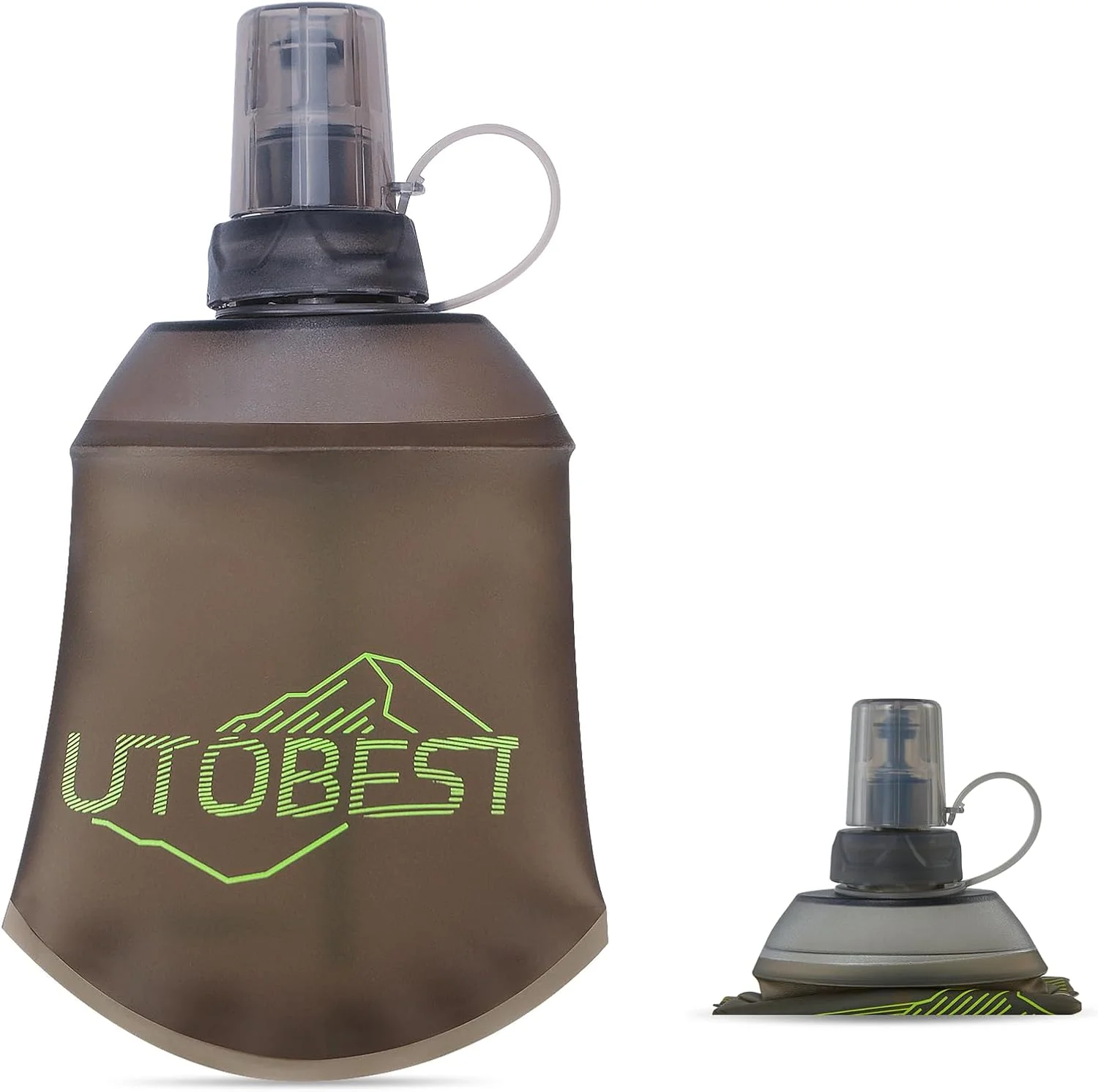 قمقمه نرم 150 میلی لیتری UTOBEST، یک عدد بطری آب تاشو TPU انعطاف پذیر، با دهانه 28 میلی متری برای دویدن، پیاده روی، دوچرخه سواری، کوهنوردی و ماراتن - سبز
