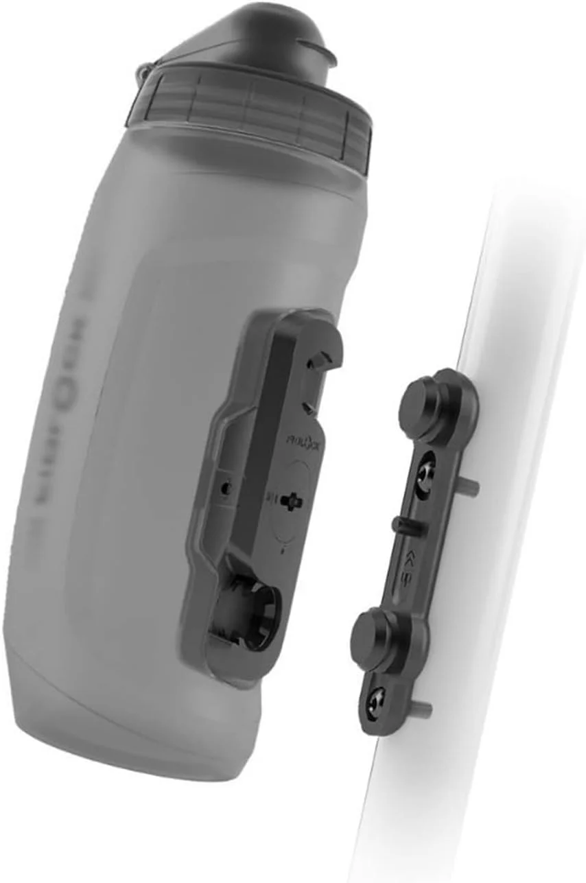 ست قمقمه و پایه دوچرخه فیدلاک Twist Bottle 590 - نگهدارنده قمقمه دوچرخه با قمقمه متصل - پایه اتصال Twist Plus، دودی