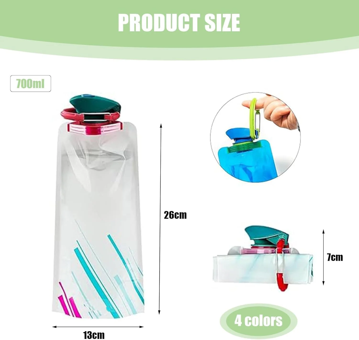 ست ۴ عددی قمقمه آب تاشو، قمقمه آب تاشو، قمقمه های آب تاشو، قمقمه آب تاشو، برای ورزش های فضای باز، پیاده روی، ماجراجویی، مسافرت، دوچرخه سواری (آبی، سفید، قرمز، مشکی)