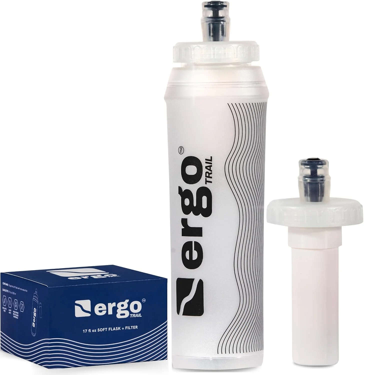 بطری آب تاشو 500 میلی لیتری با فیلتر جداشدنی و سر شیردار - بطری آب سبک وزن برای ورزشکاران استقامتی - قمقمه نرم بدون نشتی