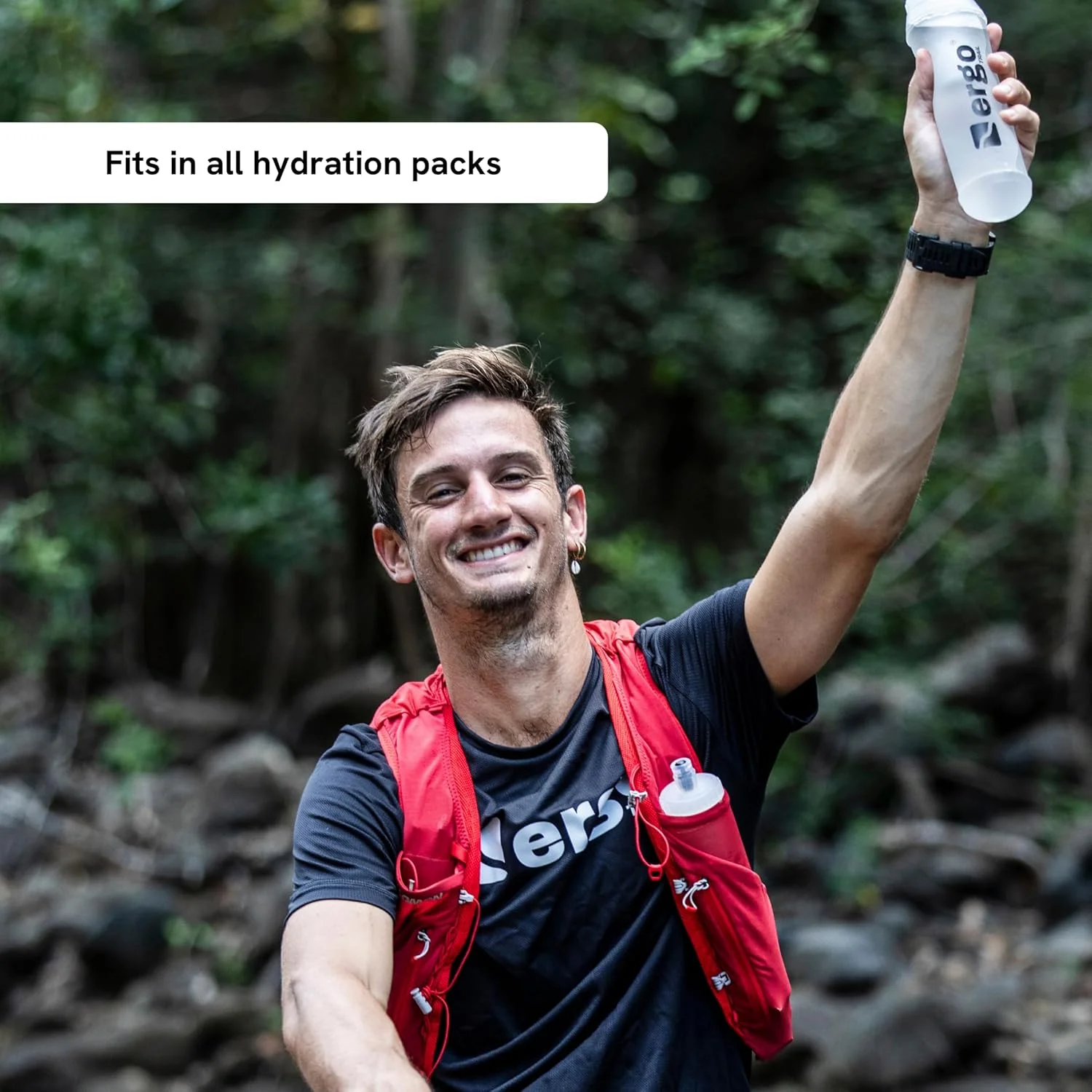 بطری آب تاشو 500 میلی لیتری با فیلتر جداشدنی و سر شیردار - بطری آب سبک وزن برای ورزشکاران استقامتی - قمقمه نرم بدون نشتی