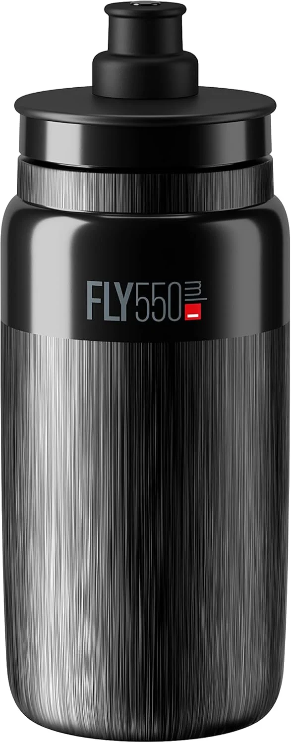 بطری ورزشی الیت Fly با حجم 550 میلی لیتر (مشکی، بافت دار) - بطری نوشیدنی فوق سبک با دریچه فشاری-کششی