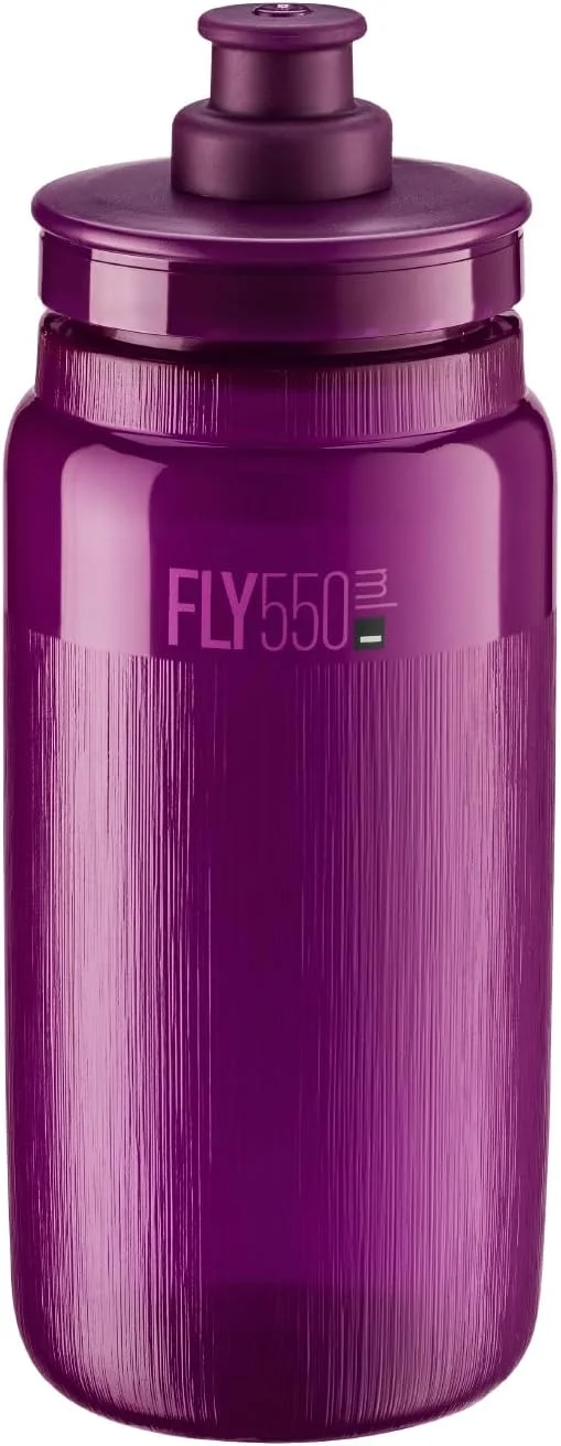 قمقمه آب دوچرخه سواری Elite Fly Tex 550ml – شفاف بنفش – فوق سبک، بدون BPA، قمقمه ورزشی با فشردن آسان برای جاده، MTB و Gravel