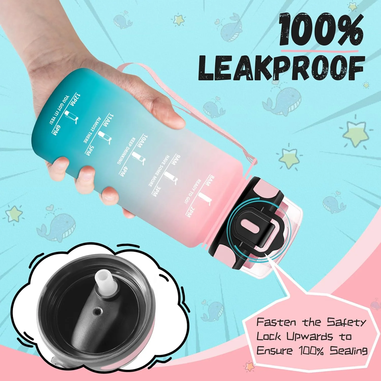 بطری نوشیدنی کودک، بطری نوشیدنی 500 میلی لیتری، بطری نوشیدنی با نی، تمیز کردن آسان، بطری نوشیدنی با علامت گذاری زمان، ضد نشت، بطری آب برای مدرسه، دویدن، دختران بطری نوشیدنی کودک، بطری نوشیدنی 500 میلی لیتری، بطری نوشیدنی با نی، تمیز کردن آسان، بطری نوشیدنی با علامت گذاری زمان، ضد نشت، بطری آب برای مدرسه، دویدن، دختران