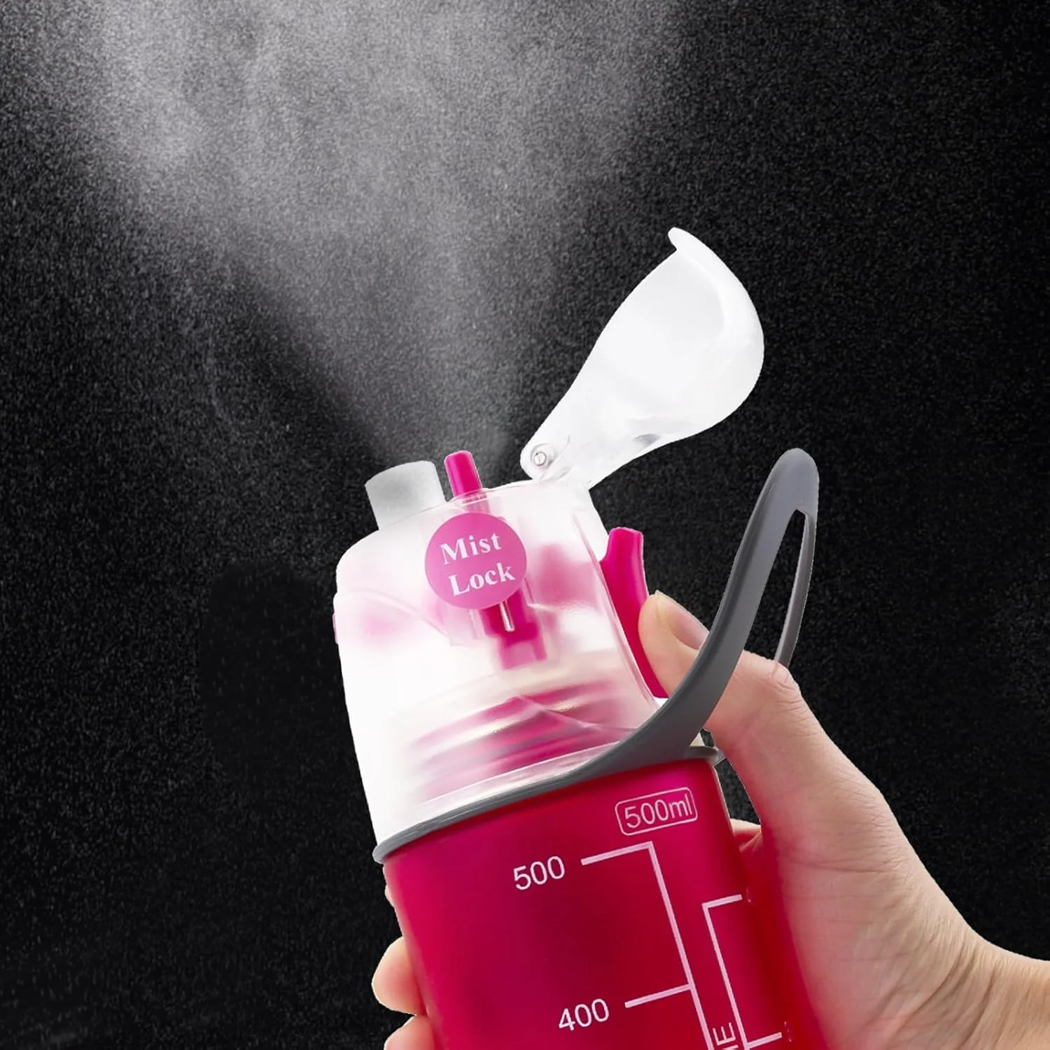 بطری آب نوشیدنی و مه پاش - بطری اسپری آب بدون BPA، طراحی قفل مه منحصر به فرد، فنجان اسپری قابل حمل و ضد نشت برای تناسب اندام دوچرخه سواری کمپینگ پیاده روی ورزش های فضای باز برای خنک کردن هیدراتاسیون