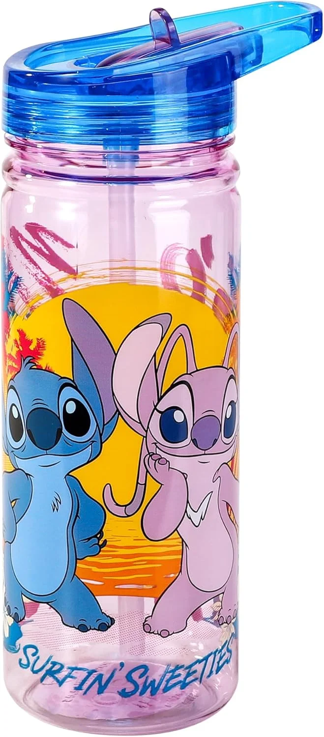 بطری آب دیزنی استیچ 580 میلی لیتری برای نوشیدنی مدرسه کودکان، ساخته شده از اکوزن بادوام، قابل استفاده مجدد و بدون BPA