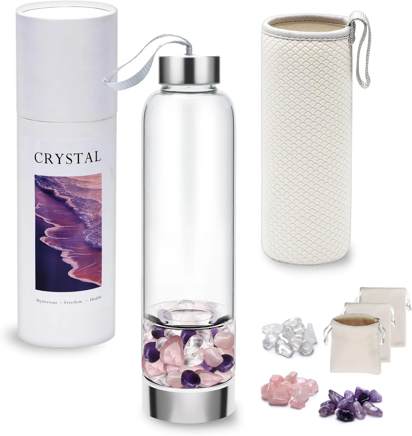 بطری آب کریستالی 500 میلی لیتری با صافی جداشدنی