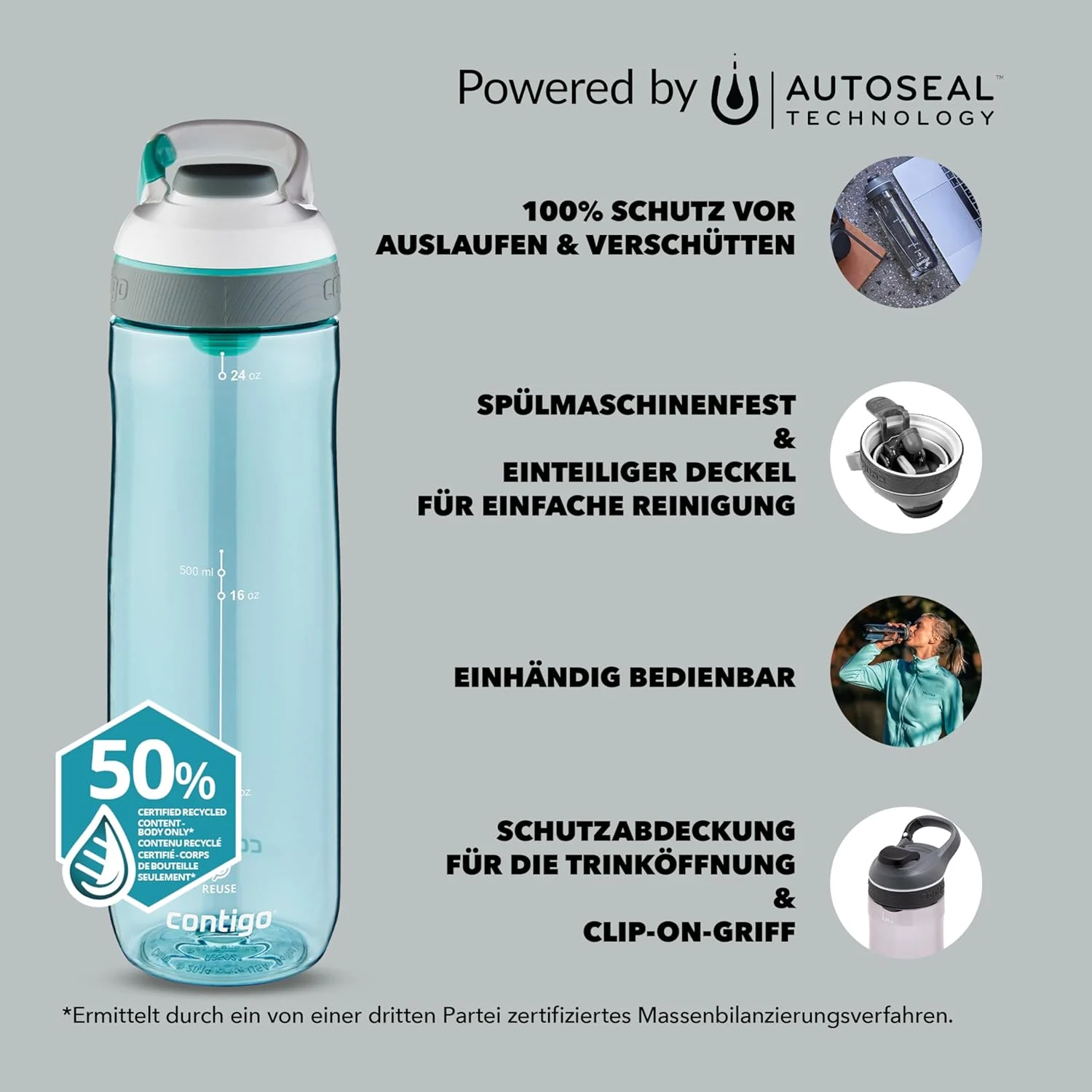 بطری آب کانتیگو کورتلند Autoseal | بطری نوشیدنی بزرگ 720 میلی لیتری بدون BPA | قمقمه ورزشی | بطری نوشیدنی ضد نشت | ایده آل برای مدرسه، باشگاه، دوچرخه سواری، دویدن، پیاده روی