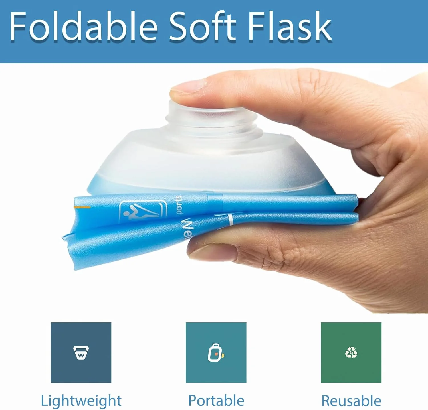 قمقمه نرم تاشو CLINTT، بطری آب تاشو 250 میلی لیتری، قمقمه تاشو TPU، قمقمه تاشو بدون BPA برای جلیقه دویدن، دوچرخه سواری، کوهنوردی، پیاده روی - 1 عدد، سفید