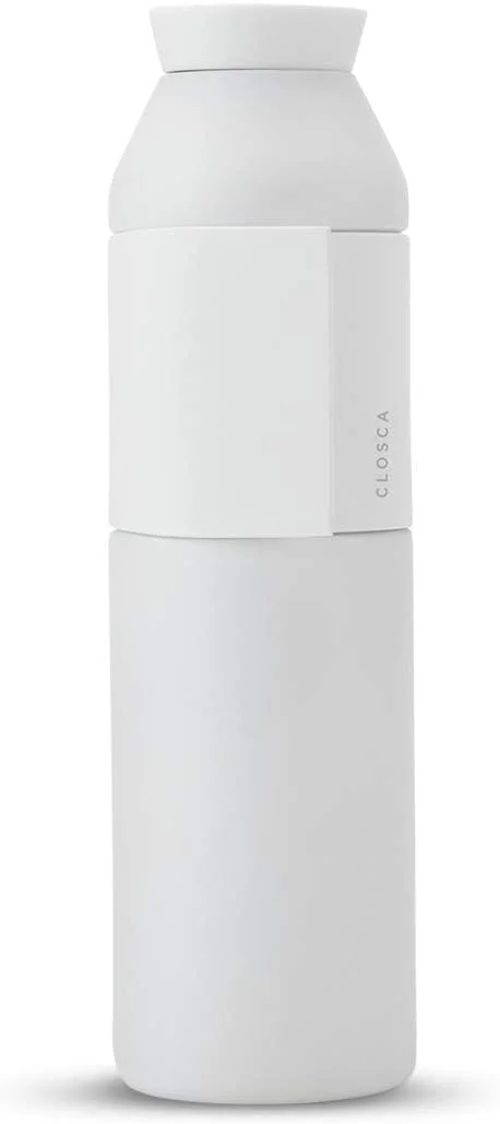 بطری آب استیل ضد زنگ کلسکا (مدل Bottle Wave). قمقمه حرارتی با قابلیت آویز برای کودکان و بزرگسالان. فاقد BPA. (600 میلی لیتر، سفید)