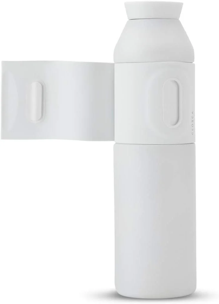 بطری آب استیل ضد زنگ کلسکا (مدل Bottle Wave). قمقمه حرارتی با قابلیت آویز برای کودکان و بزرگسالان. فاقد BPA. (600 میلی لیتر، سفید)